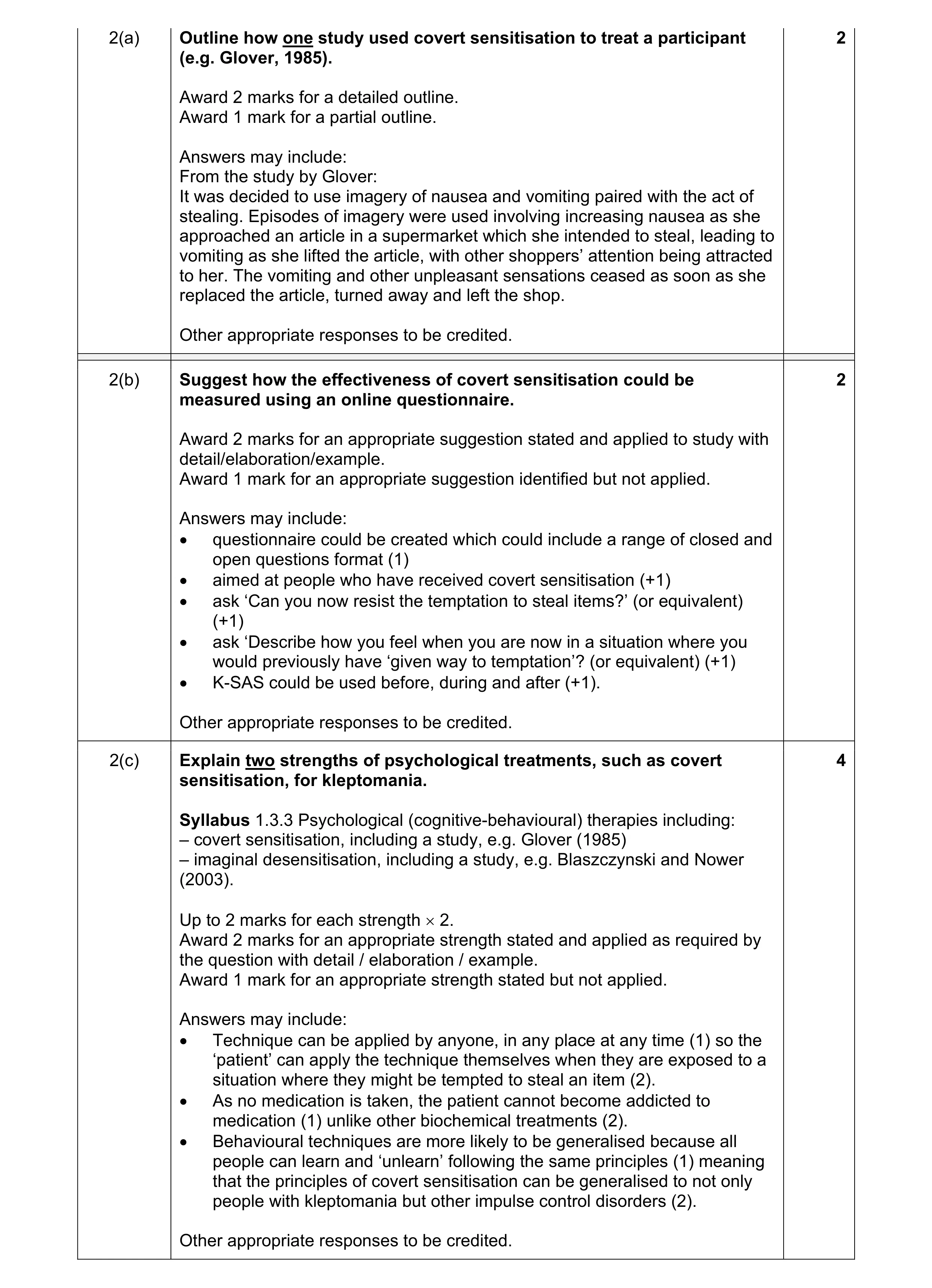 Mark scheme for question 33