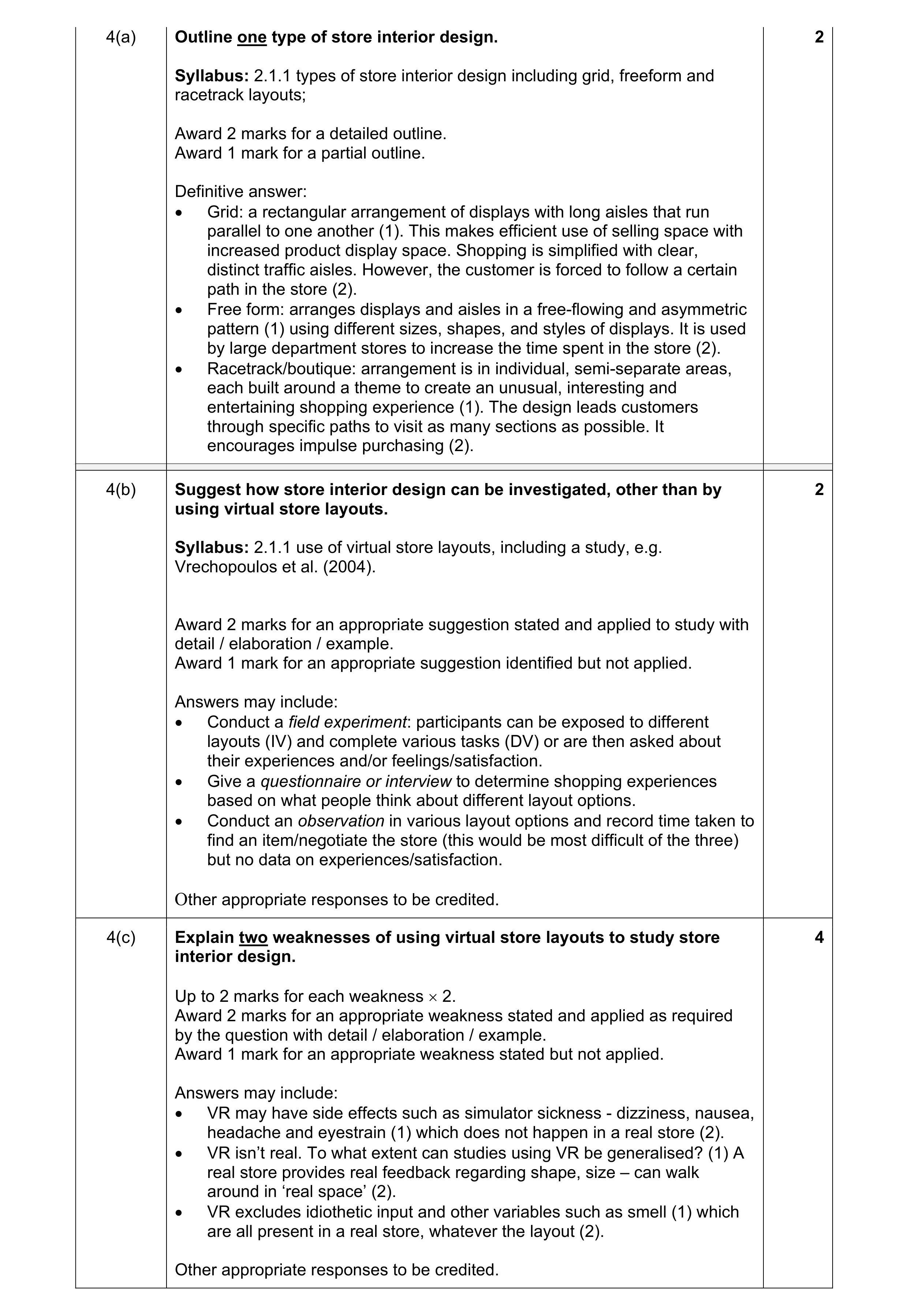 Mark scheme for question 33