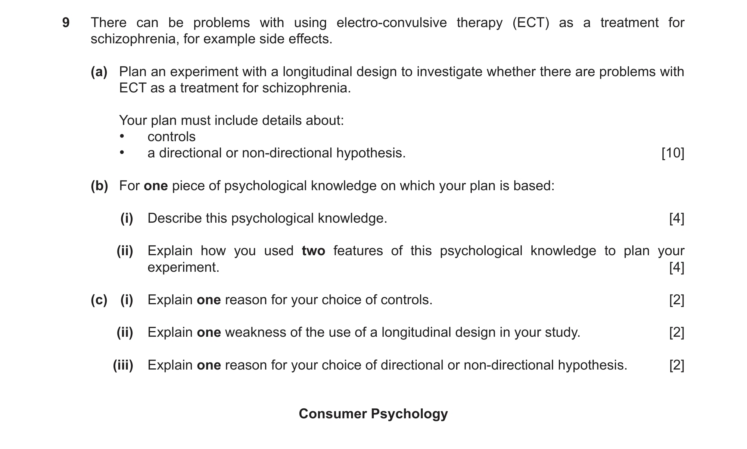 Question 28: There can be problems with using electro-convulsive therapy (ECT) as a treatment for schizophrenia, for example side effects. (a) Plan an e…
