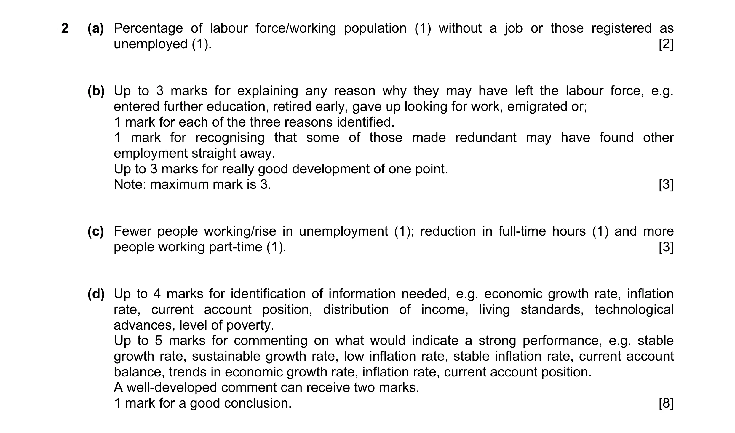 Mark scheme for question 1