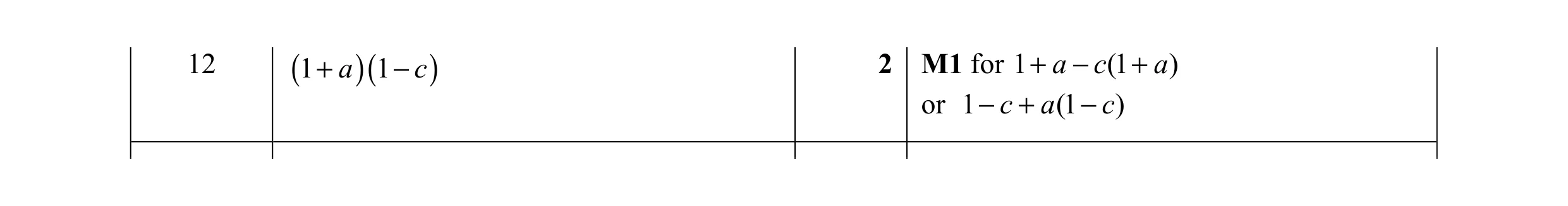 Mark scheme for question 39