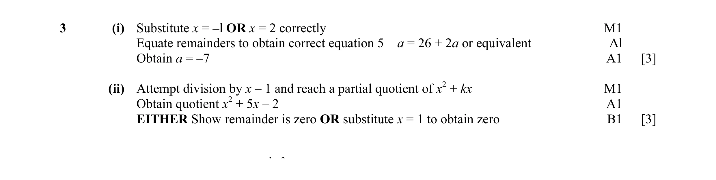 Mark scheme for question 21