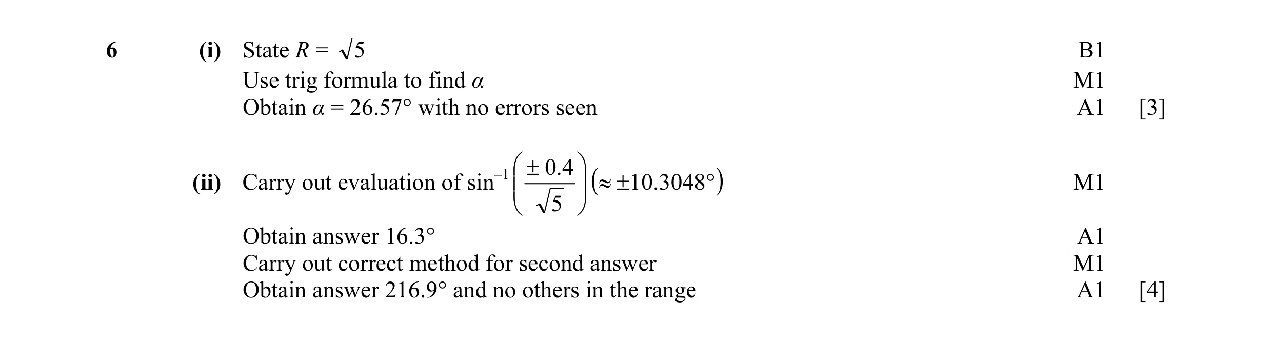 Mark scheme for question 19