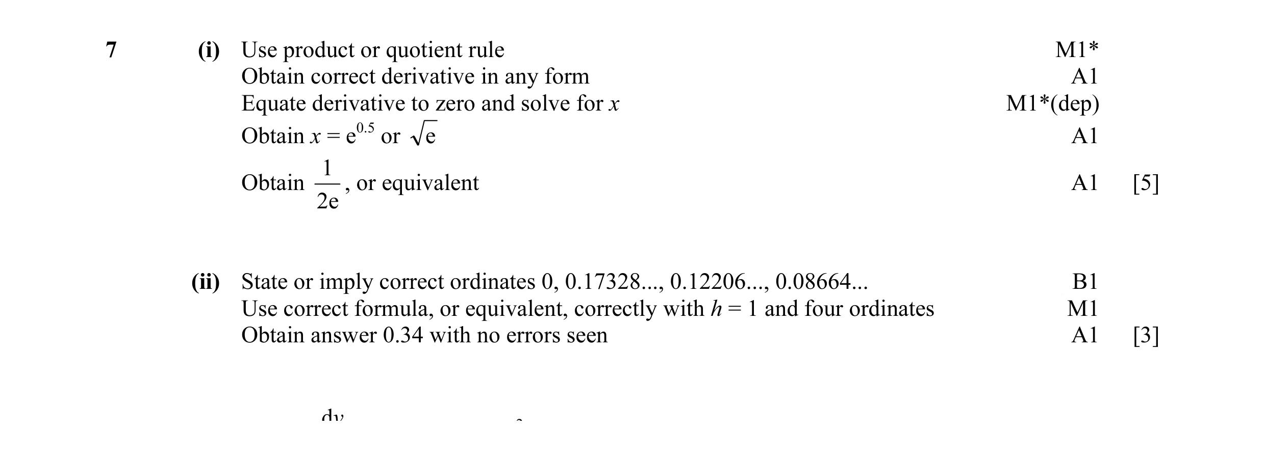 Mark scheme for question 19