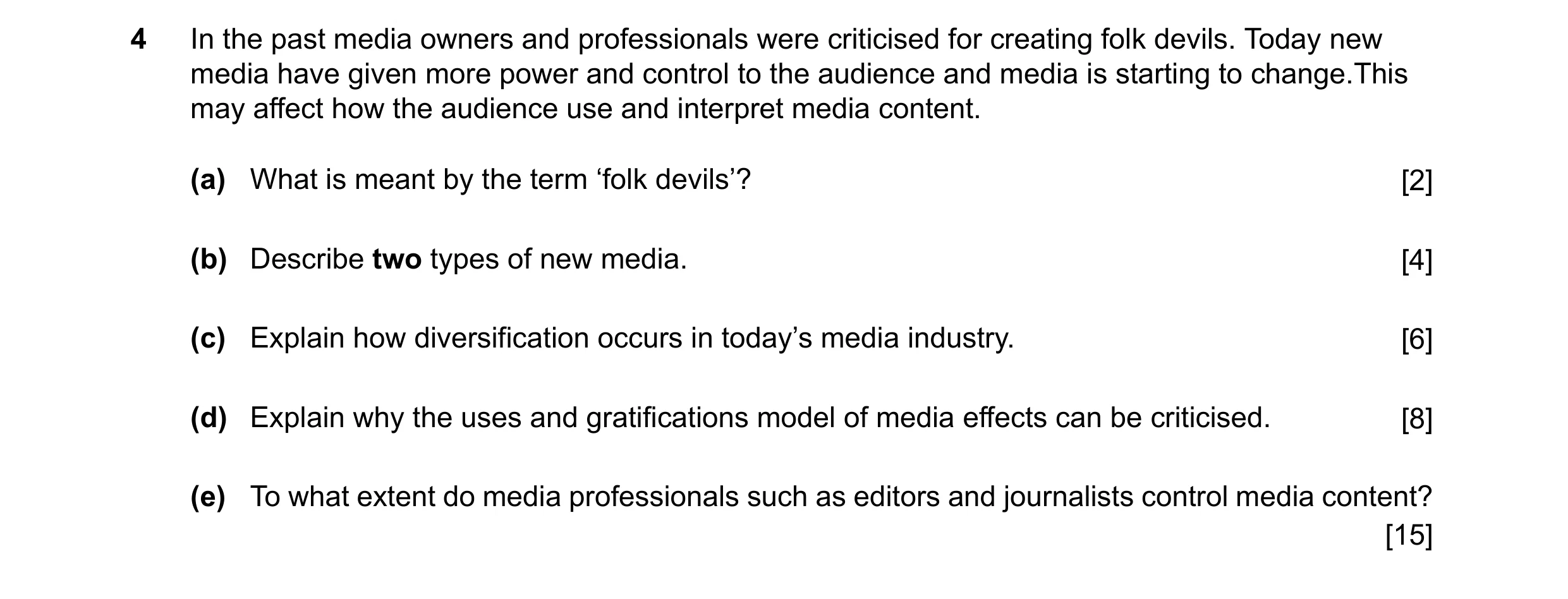 Question 12: In the past media owners and professionals were criticised for creating folk devils. Today new media have given more power and control to t…