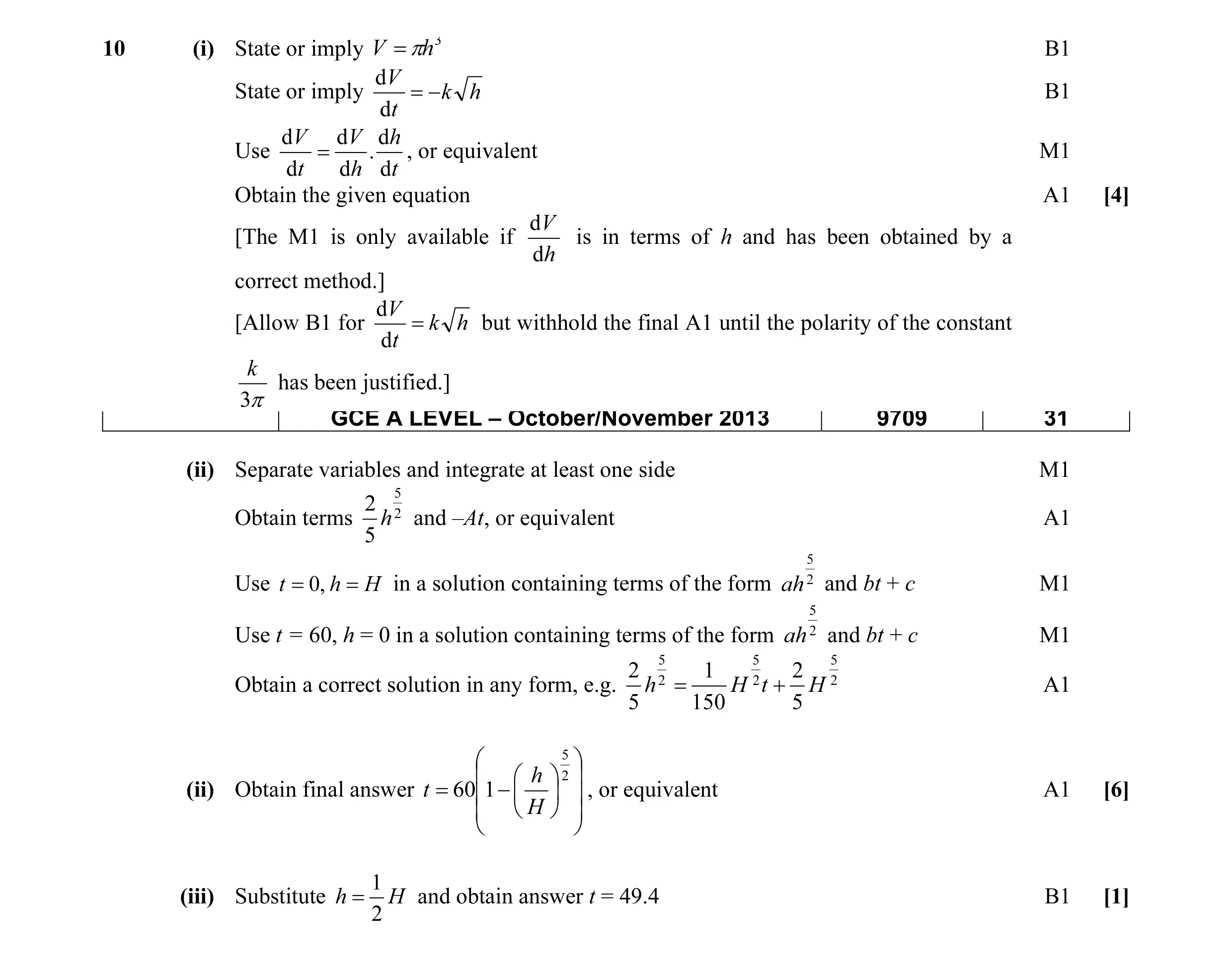 Mark scheme for question 25
