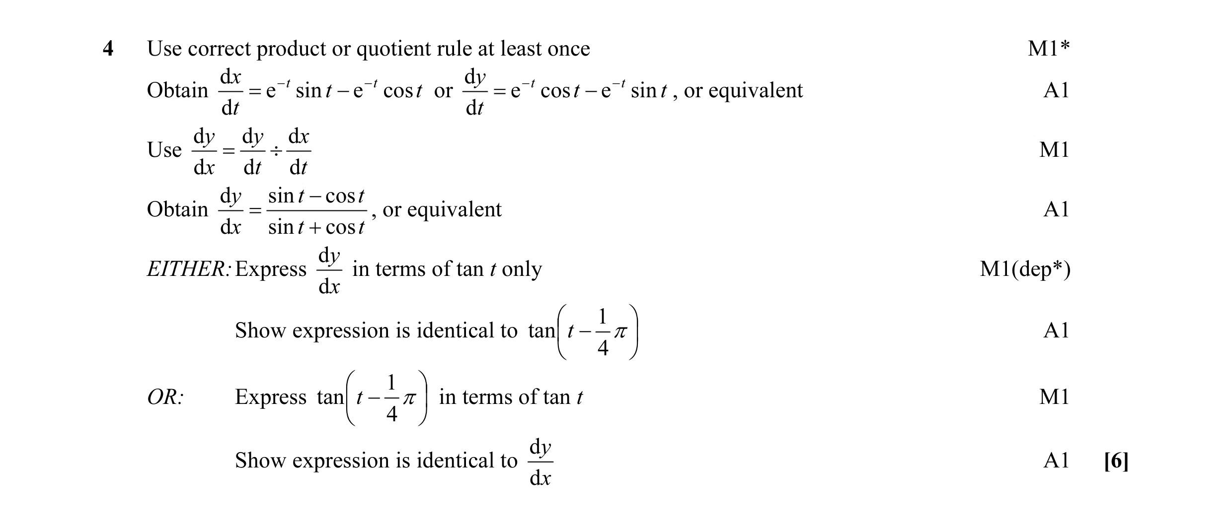 Mark scheme for question 33