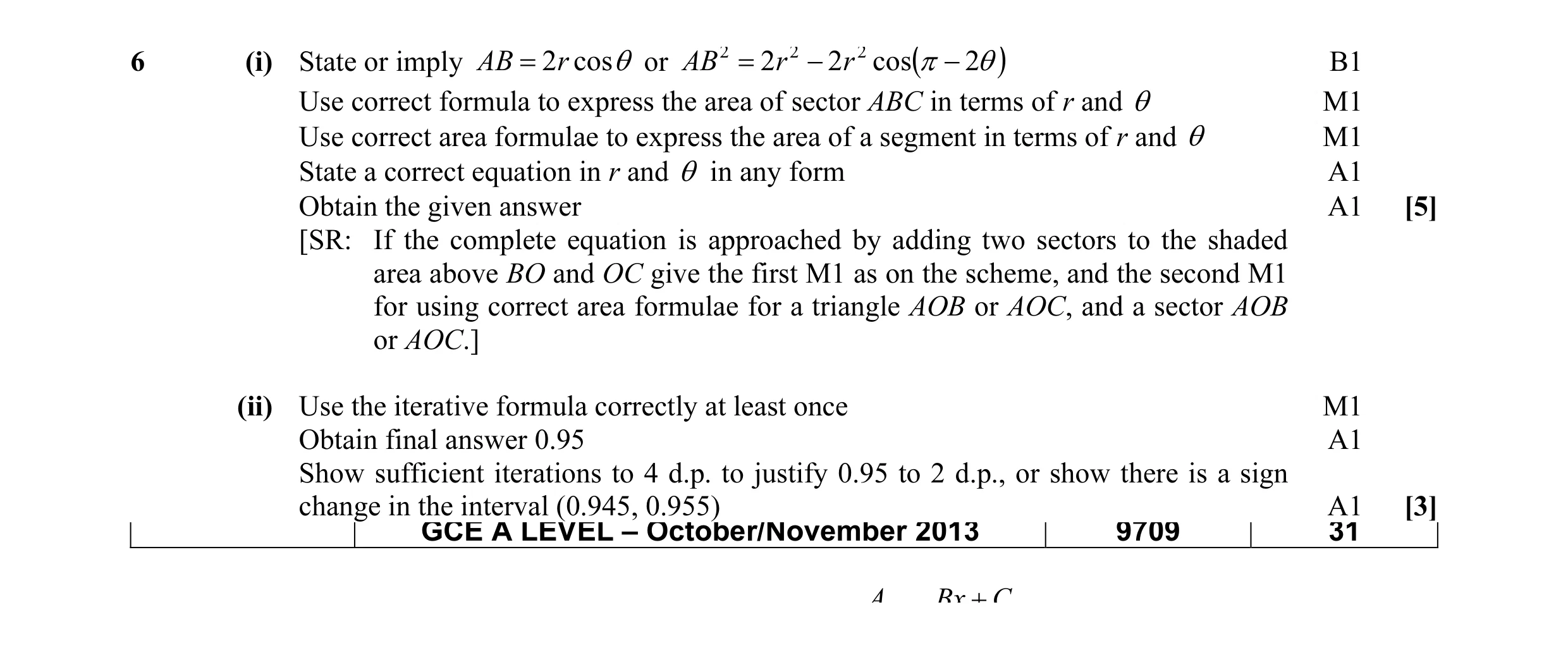 Mark scheme for question 26