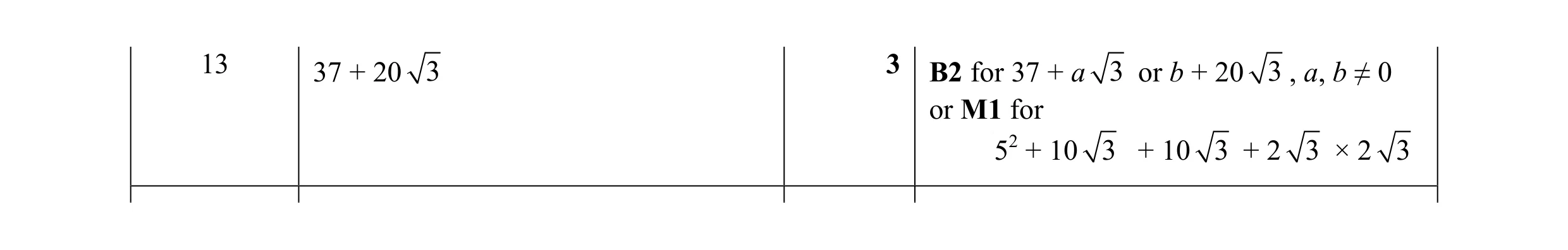 Mark scheme for question 11