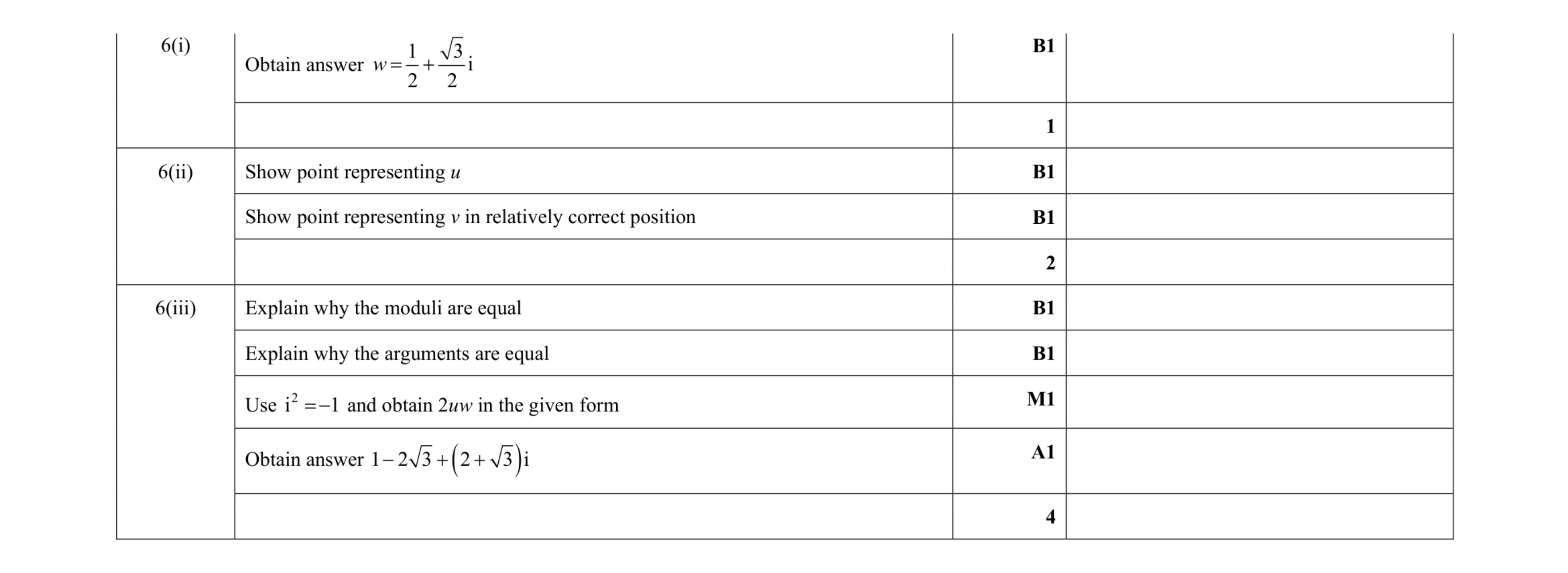 Mark scheme for question 58