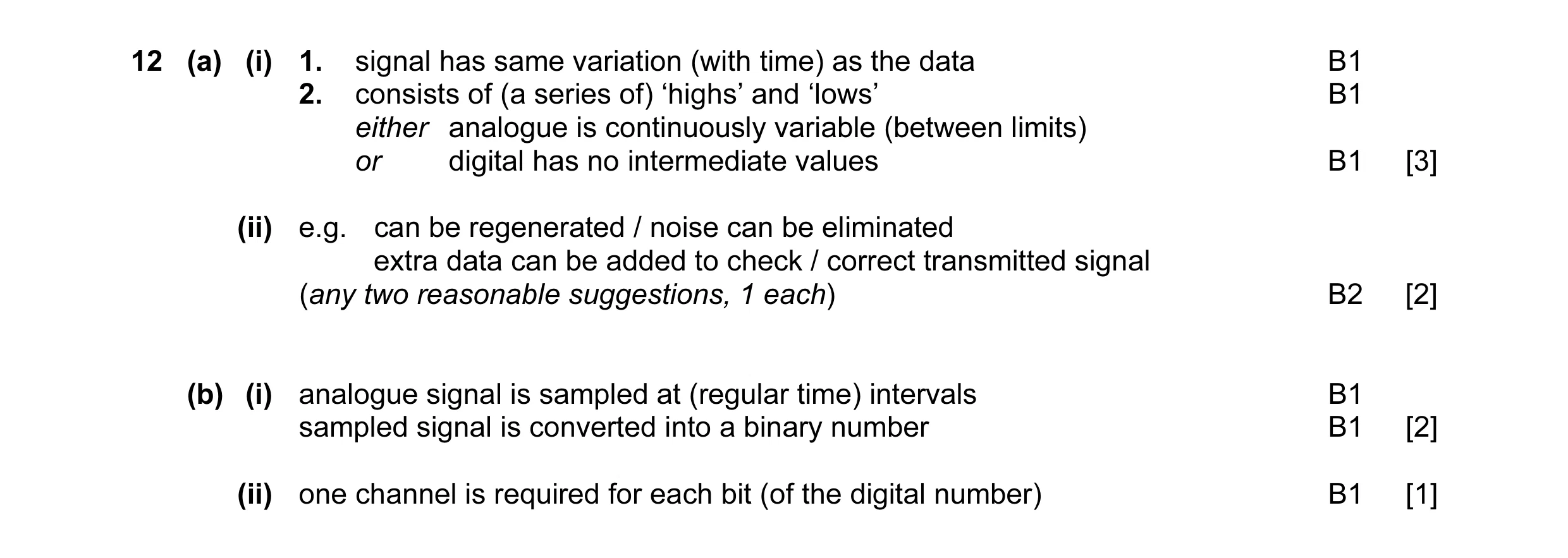 Mark scheme for question 10
