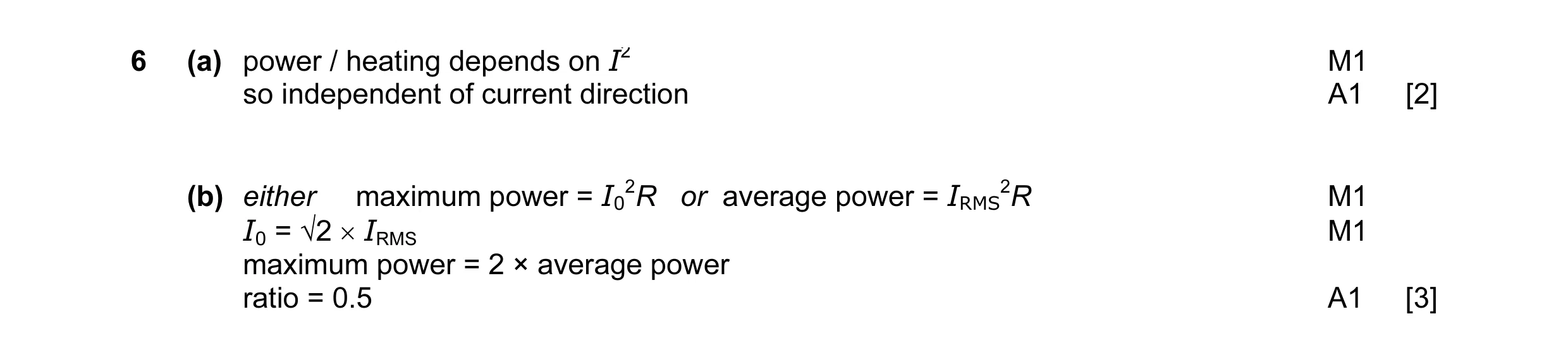 Mark scheme for question 6