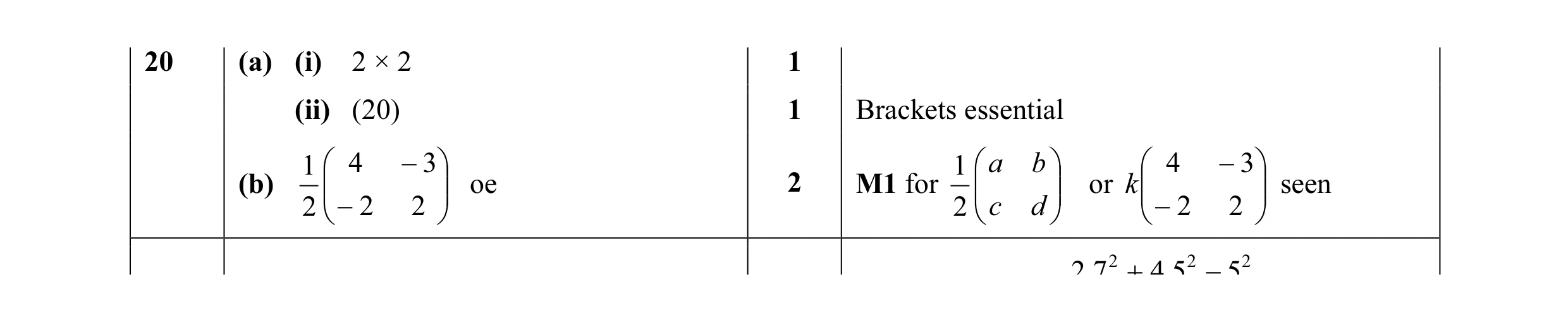 Mark scheme for question 26