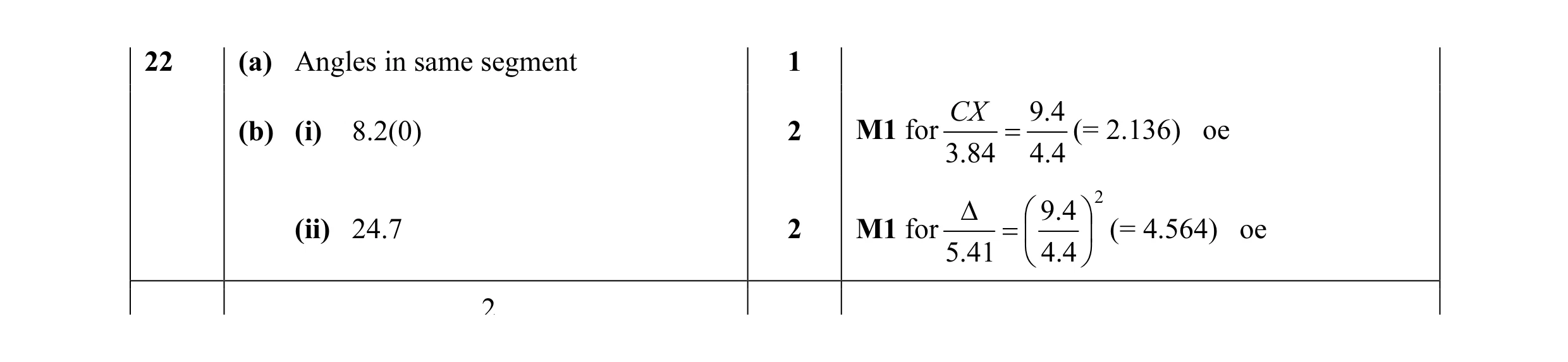 Mark scheme for question 1