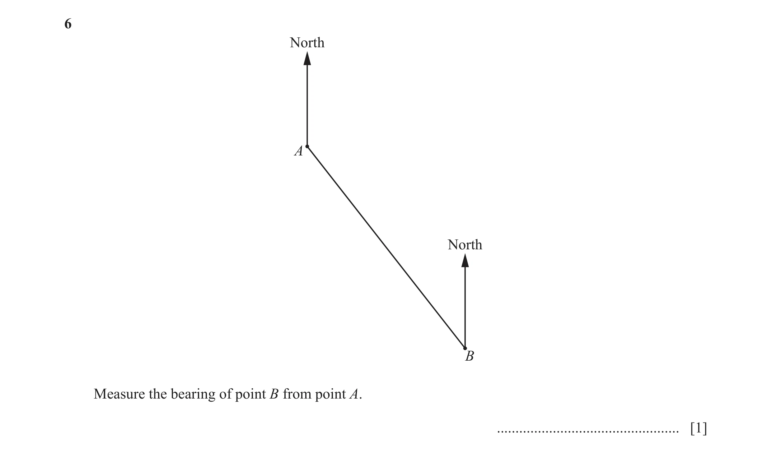 Question 106: North A North B Measure the bearing of point B from point A. ................................................. [1]