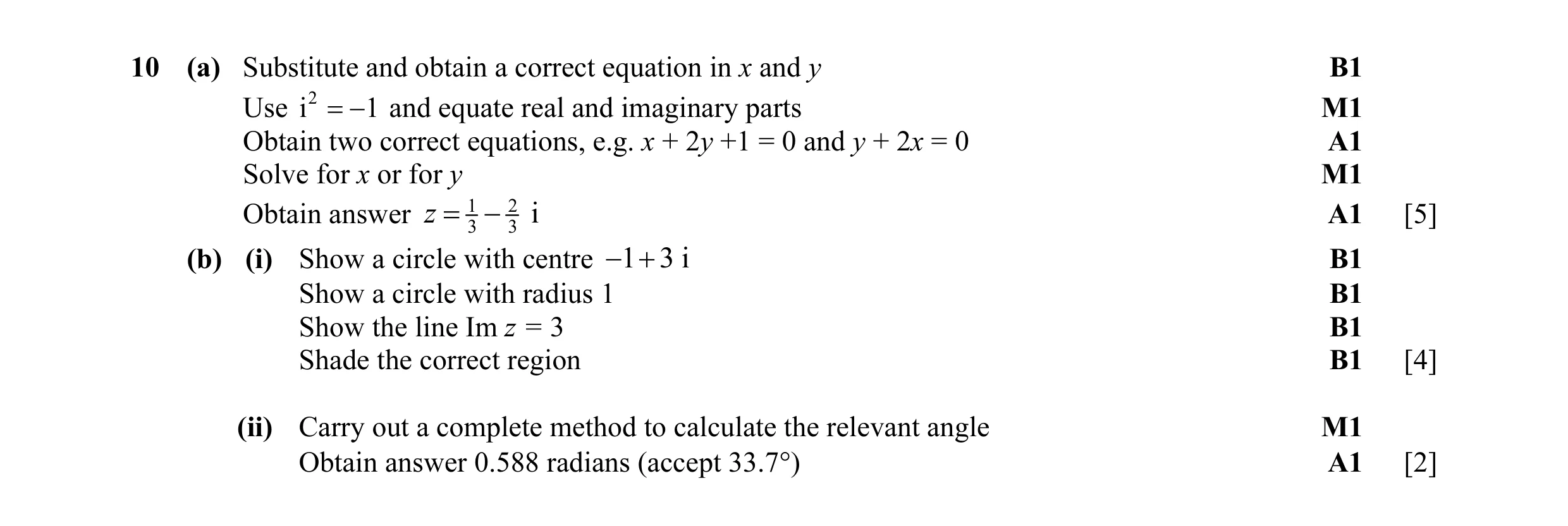 Mark scheme for question 39