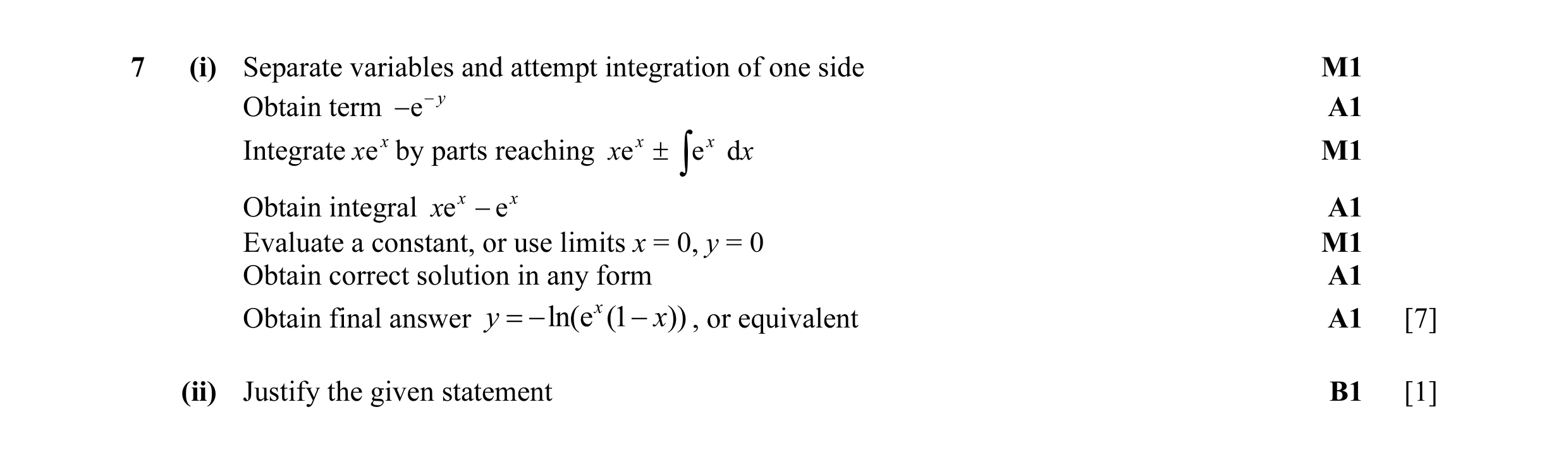Mark scheme for question 32