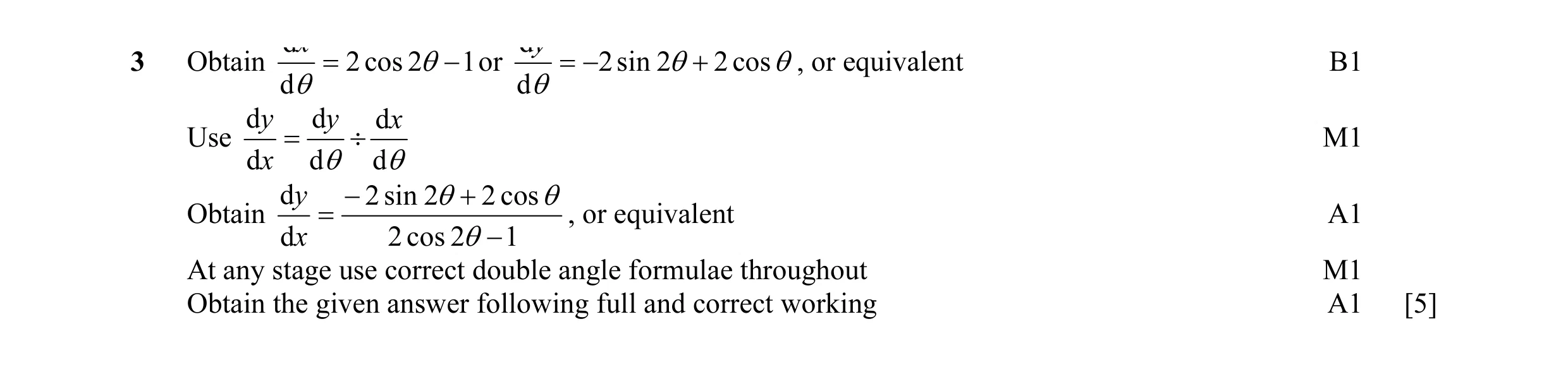 Mark scheme for question 25