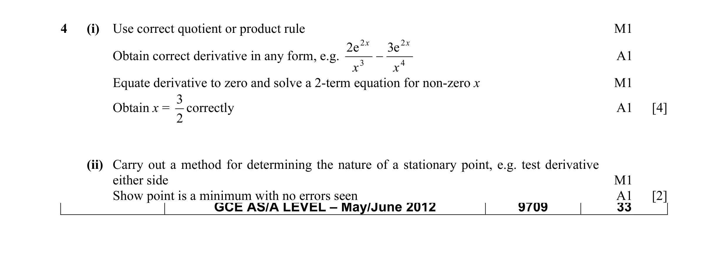 Mark scheme for question 26