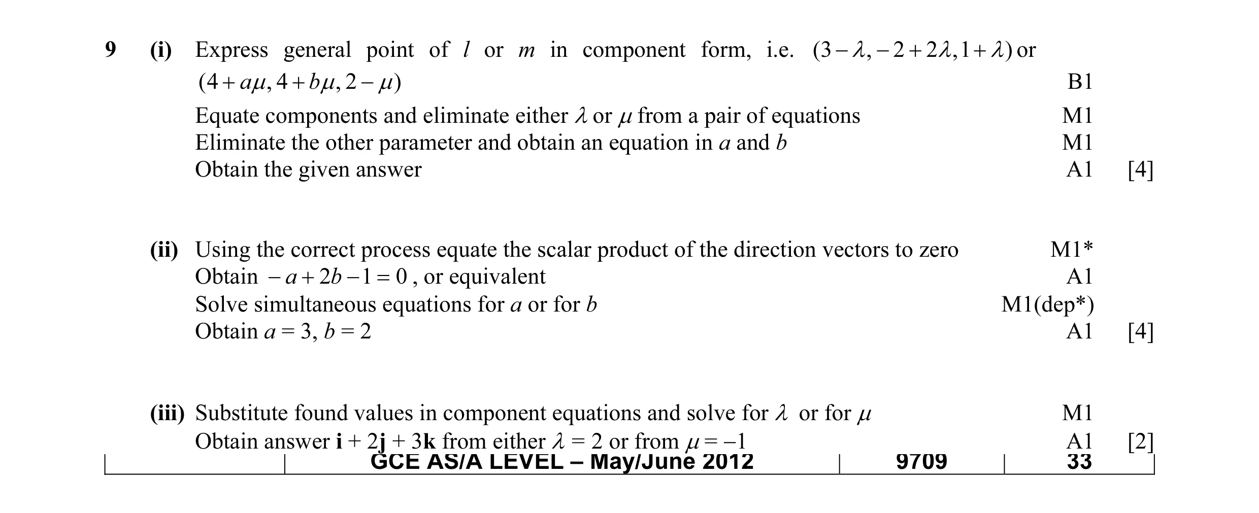 Mark scheme for question 21