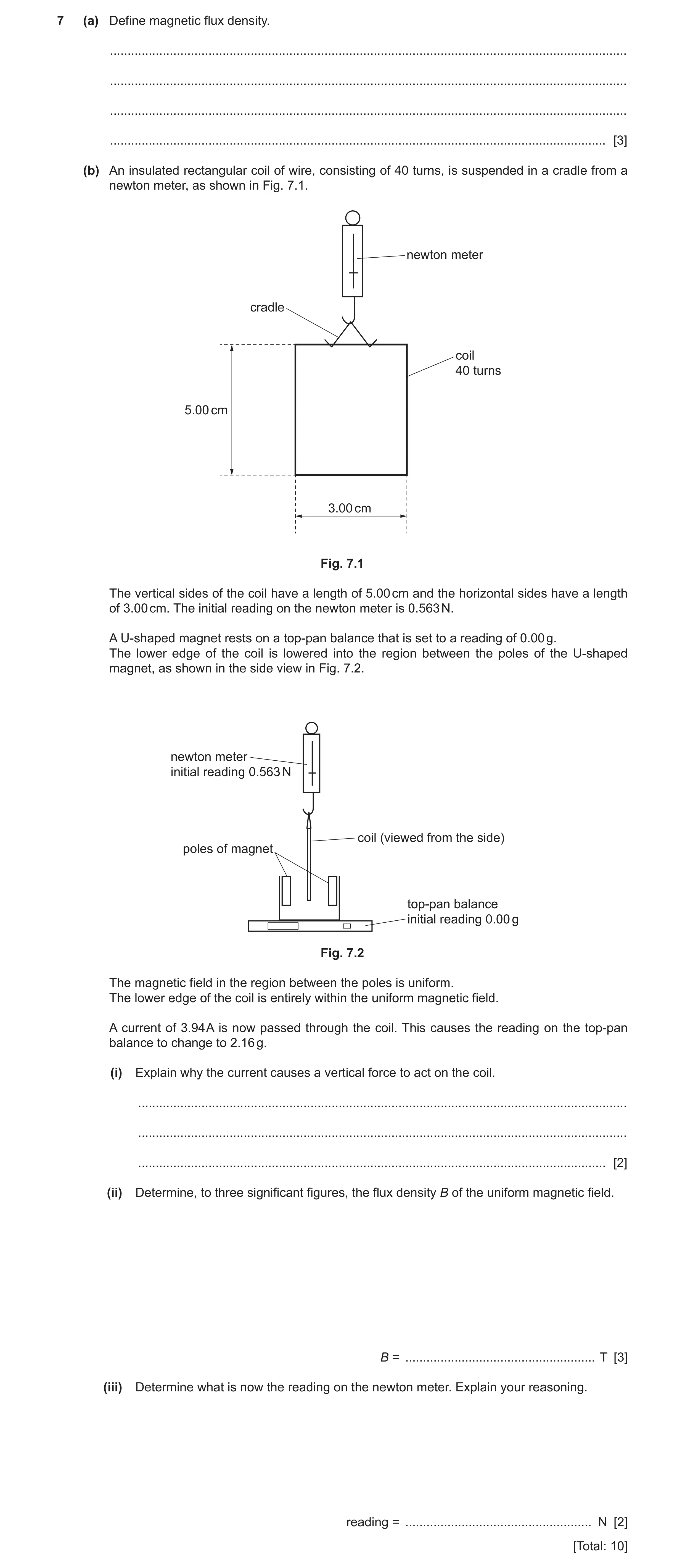 Question 17: (a) Define magnetic flux density. .........................................................................................................…
