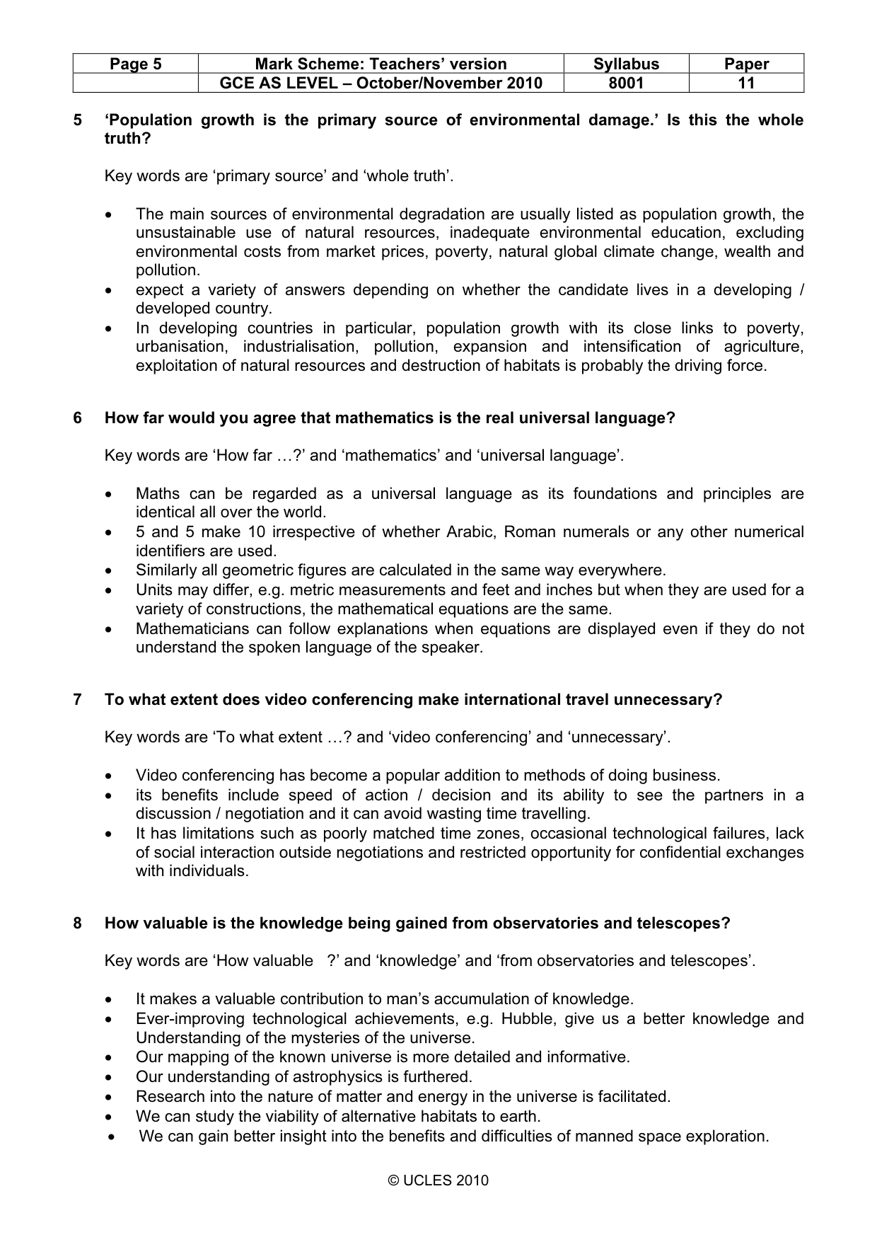 Mark scheme, page 5 of 6