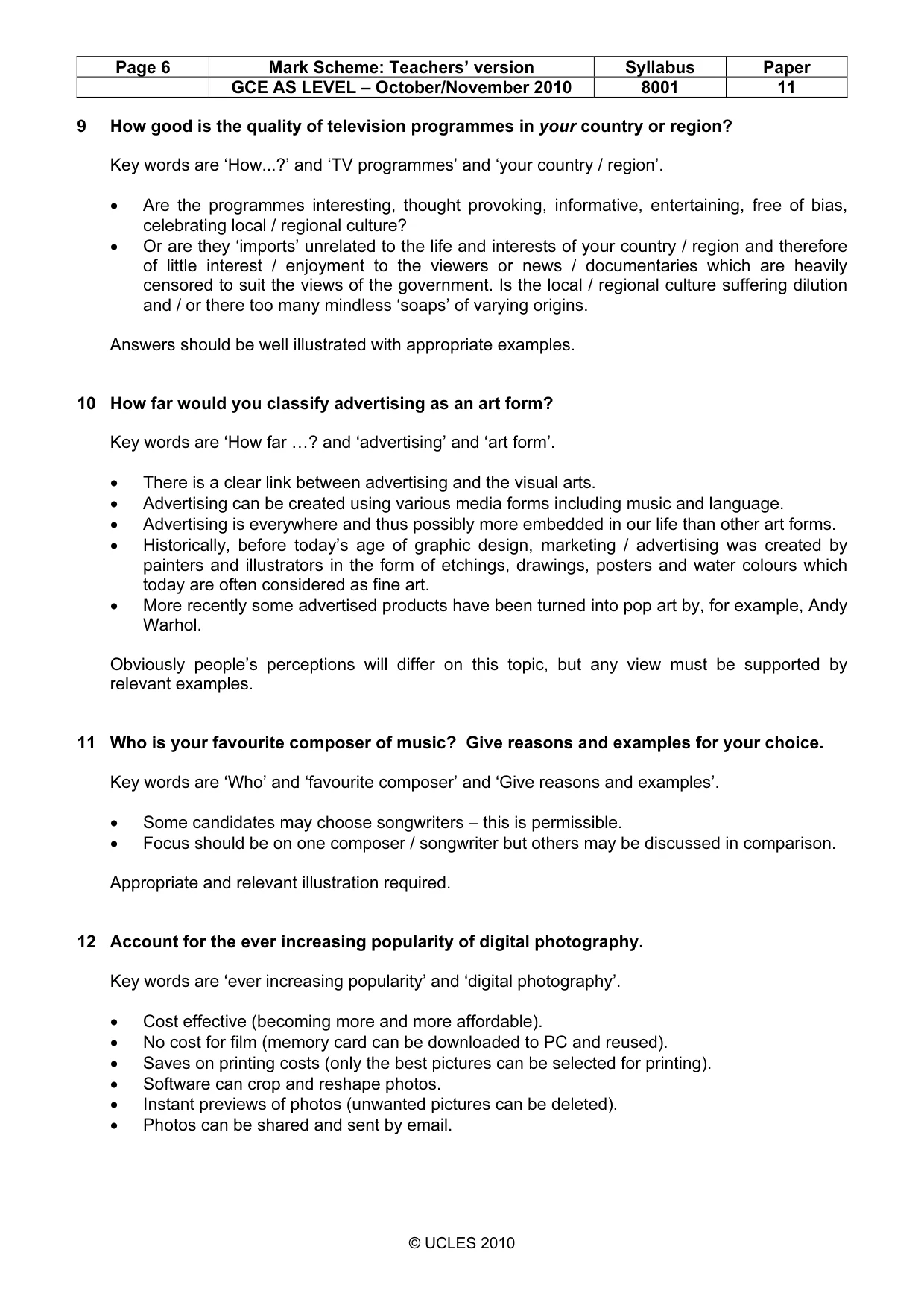 Mark scheme, page 6 of 6