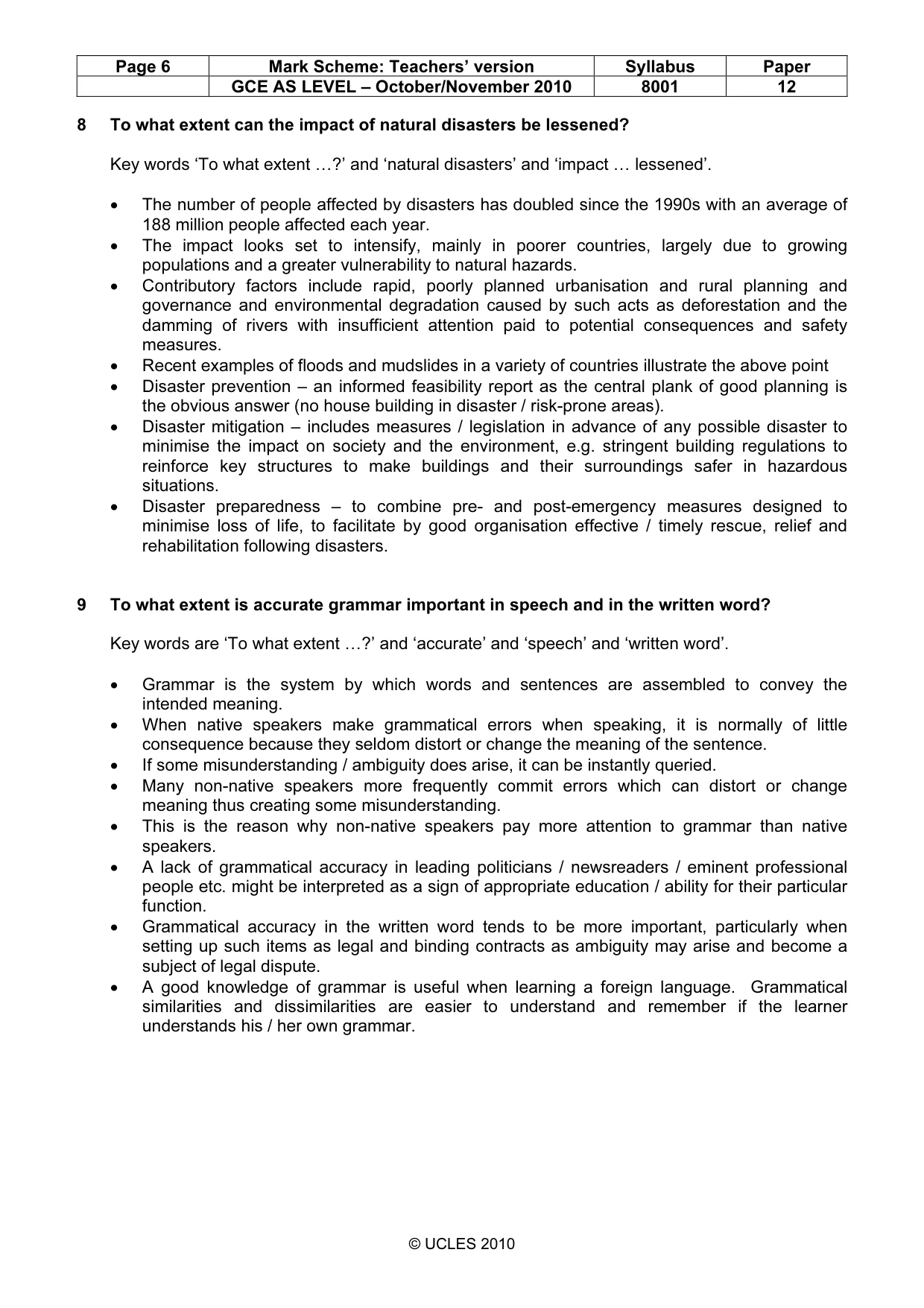 Mark scheme, page 6 of 7