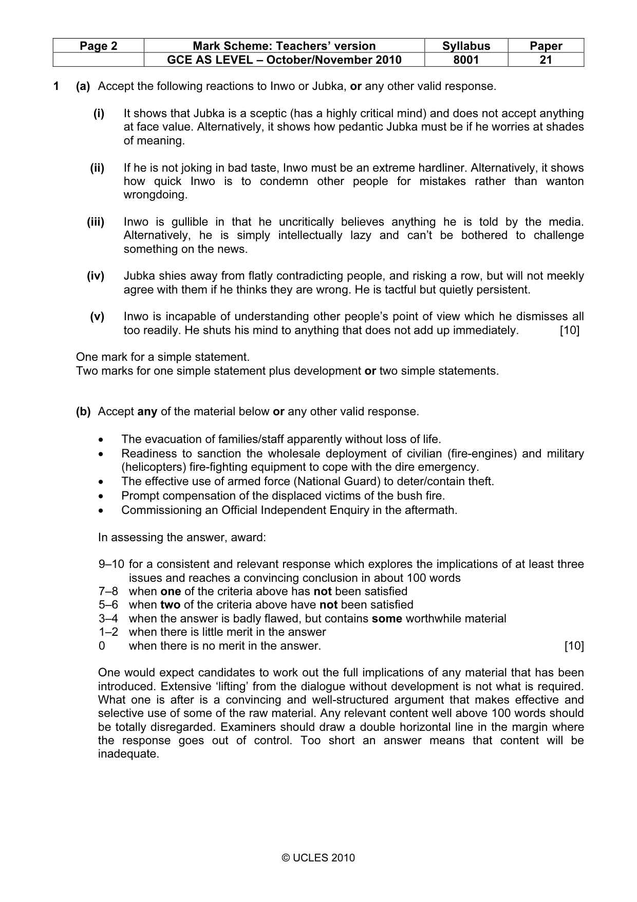 Mark scheme, page 2 of 7