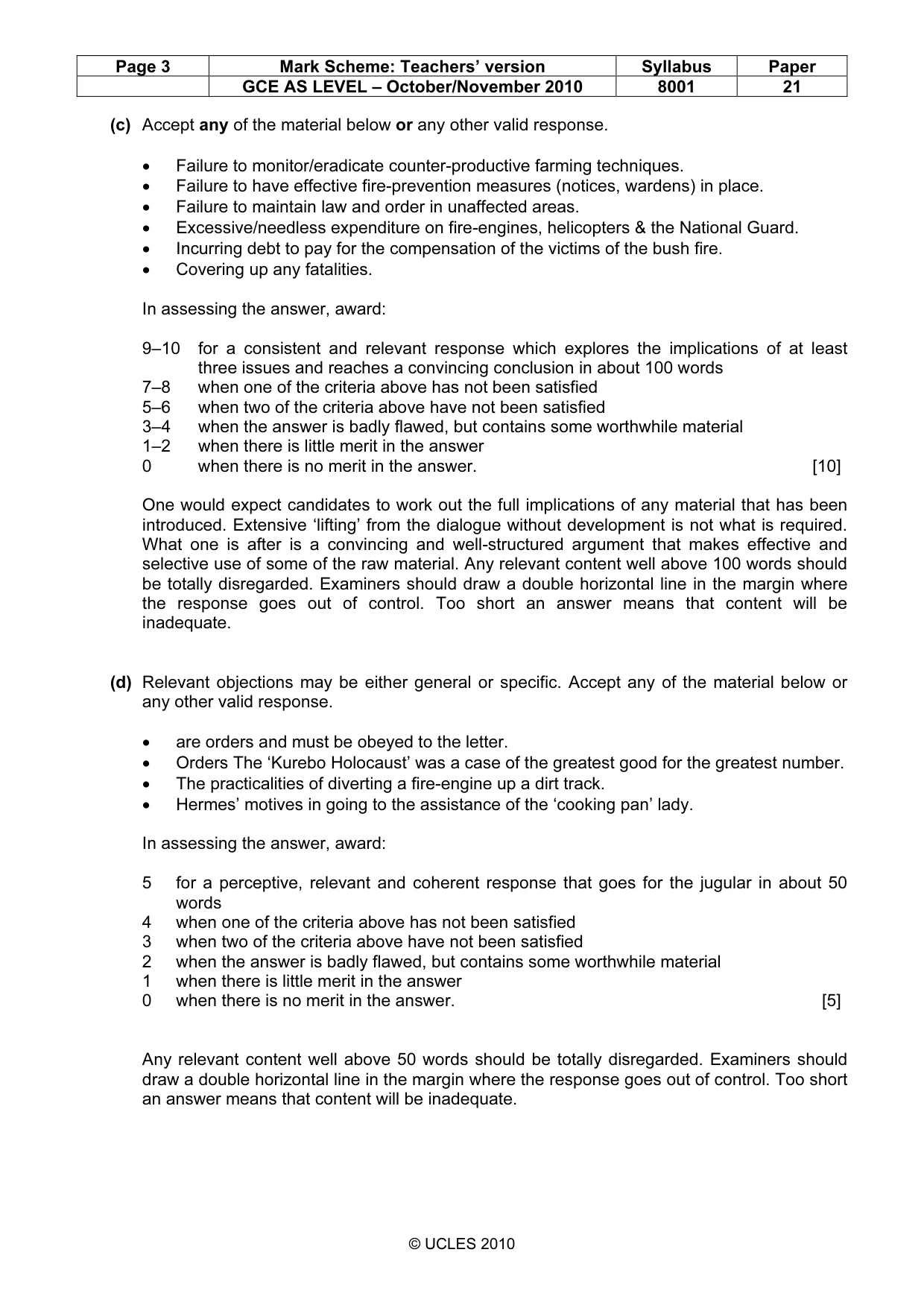 Mark scheme, page 3 of 7