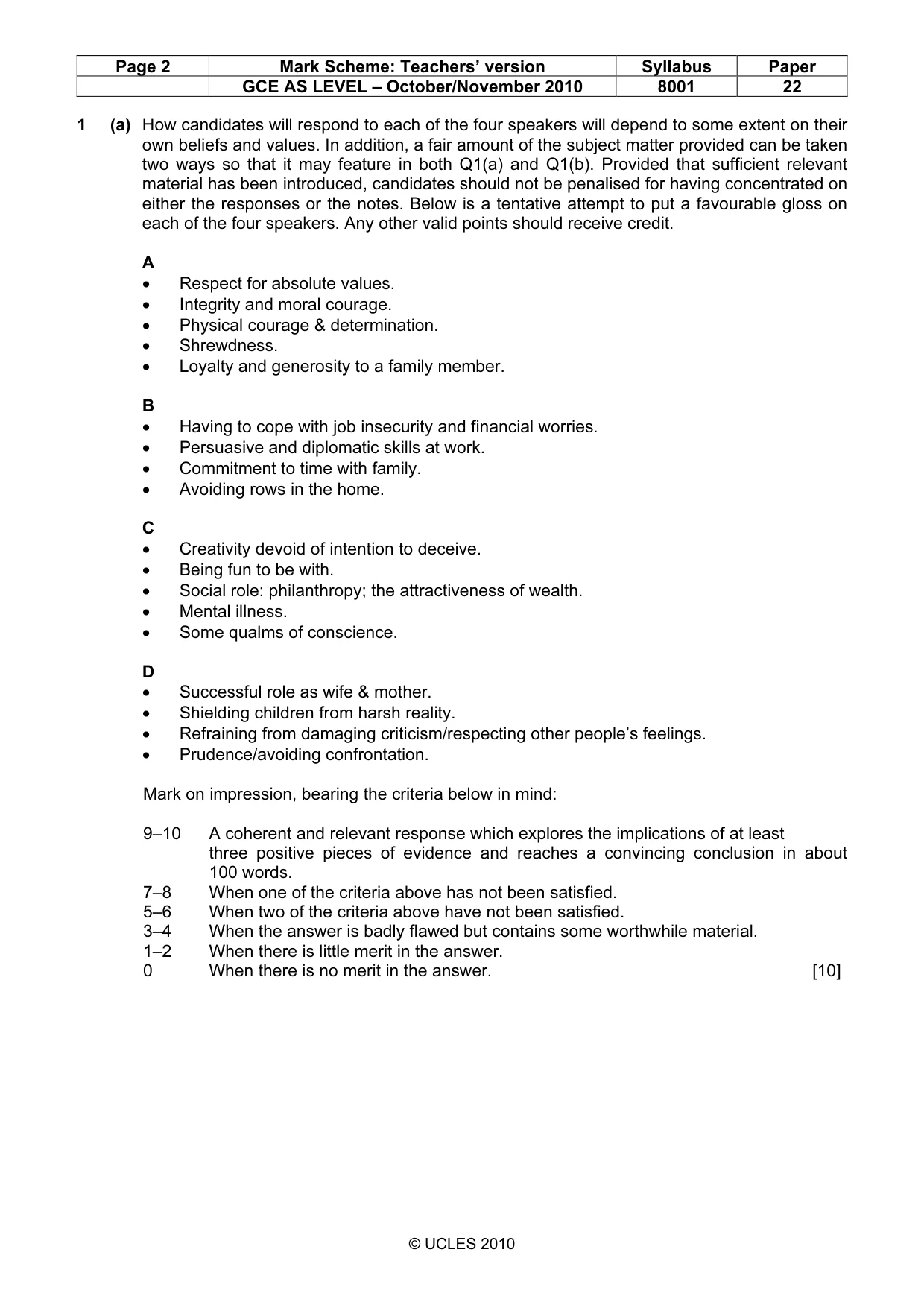 Mark scheme, page 2 of 9