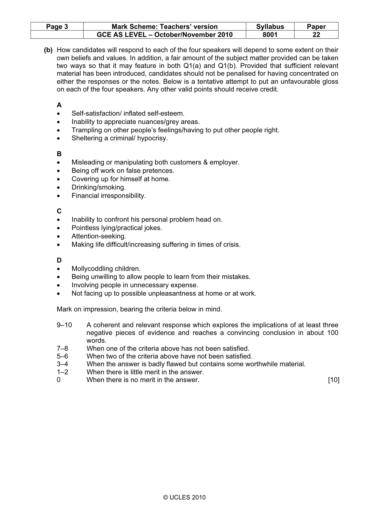 Mark scheme, page 3 of 9