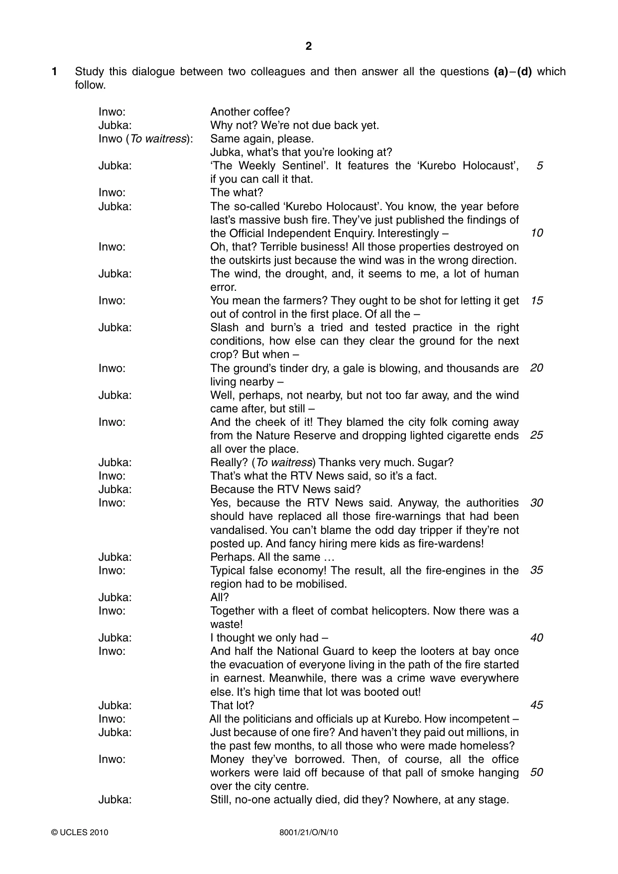 Cambridge A Level General Paper (AS Level only) 8001 2010 Oct/Nov Paper 2 · Variant 1 question paper, page 2 of 8