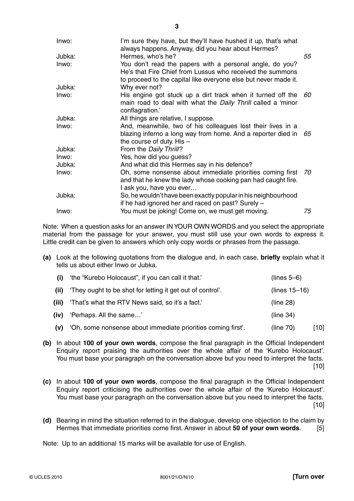 Cambridge A Level General Paper (AS Level only) 8001 2010 Oct/Nov Paper 2 · Variant 1 question paper, page 3 of 8