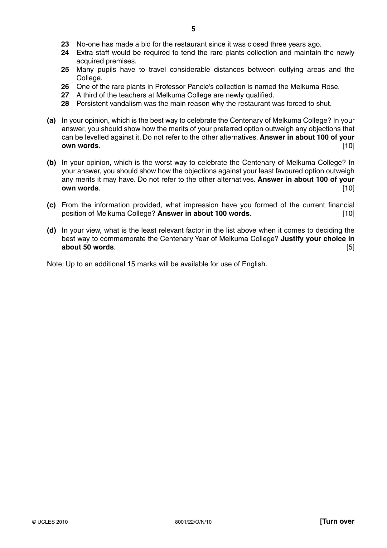 Cambridge A Level General Paper (AS Level only) 8001 2010 Oct/Nov Paper 2 · Variant 2 question paper, page 5 of 8