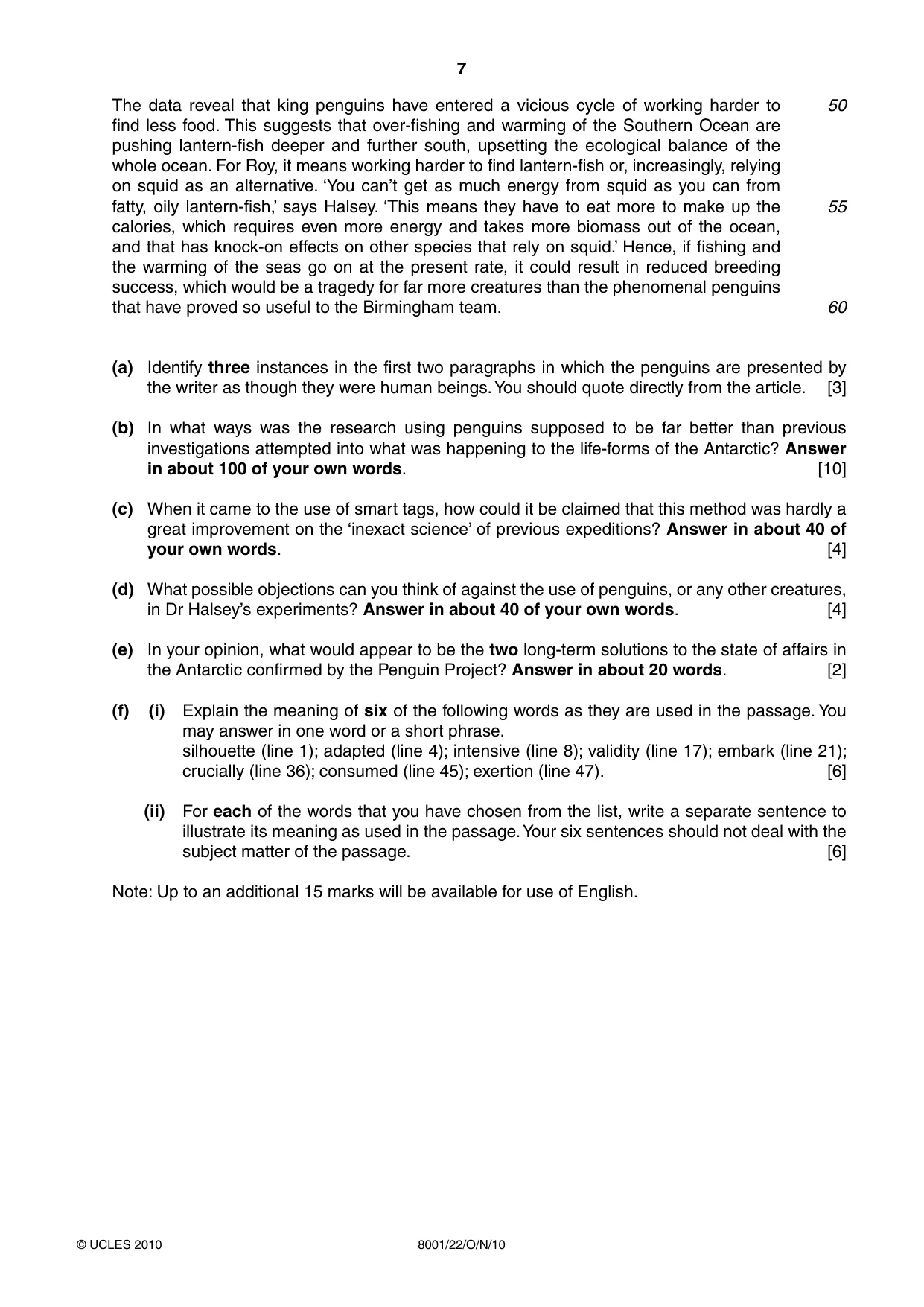 Cambridge A Level General Paper (AS Level only) 8001 2010 Oct/Nov Paper 2 · Variant 2 question paper, page 7 of 8