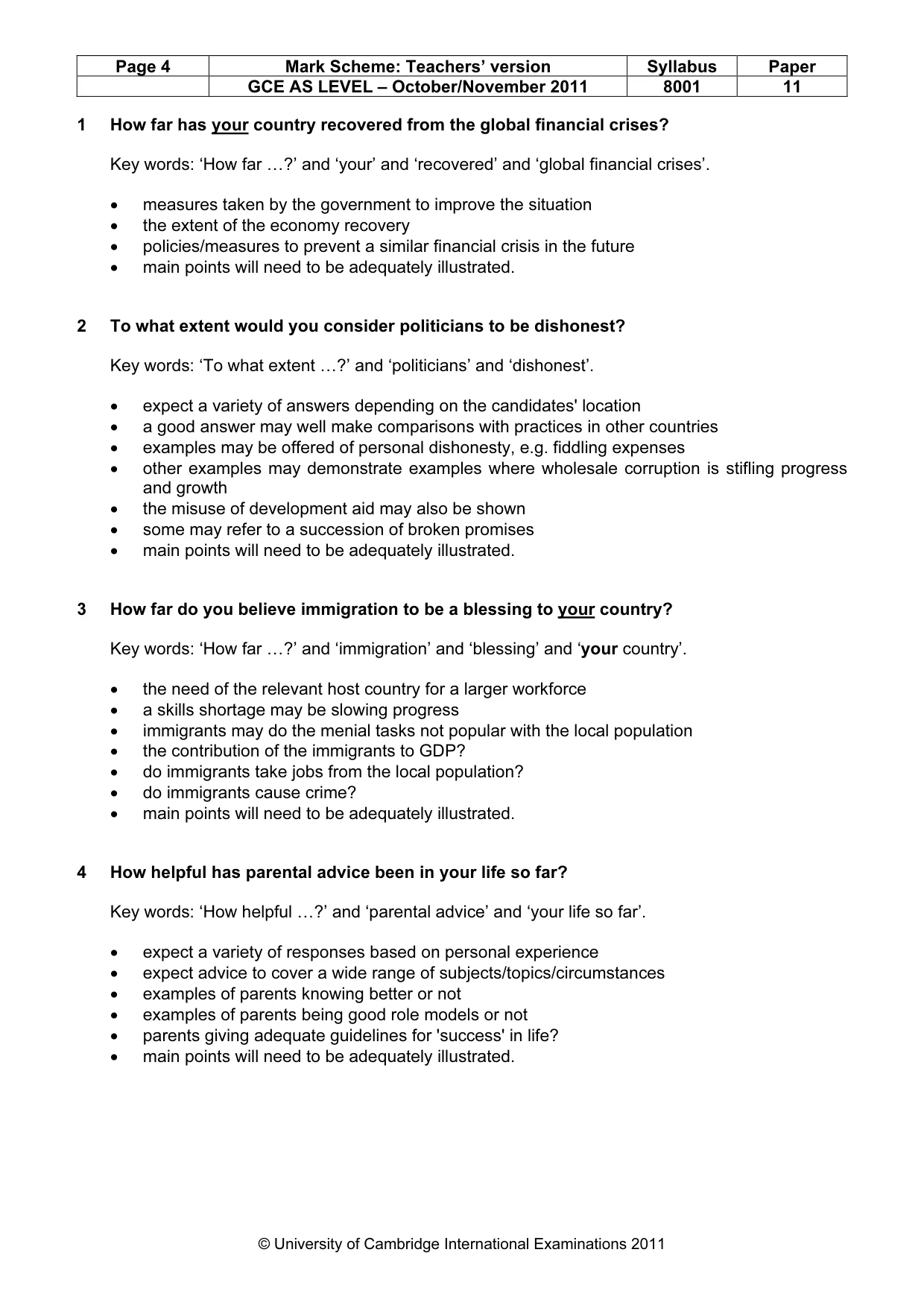 Mark scheme, page 4 of 7