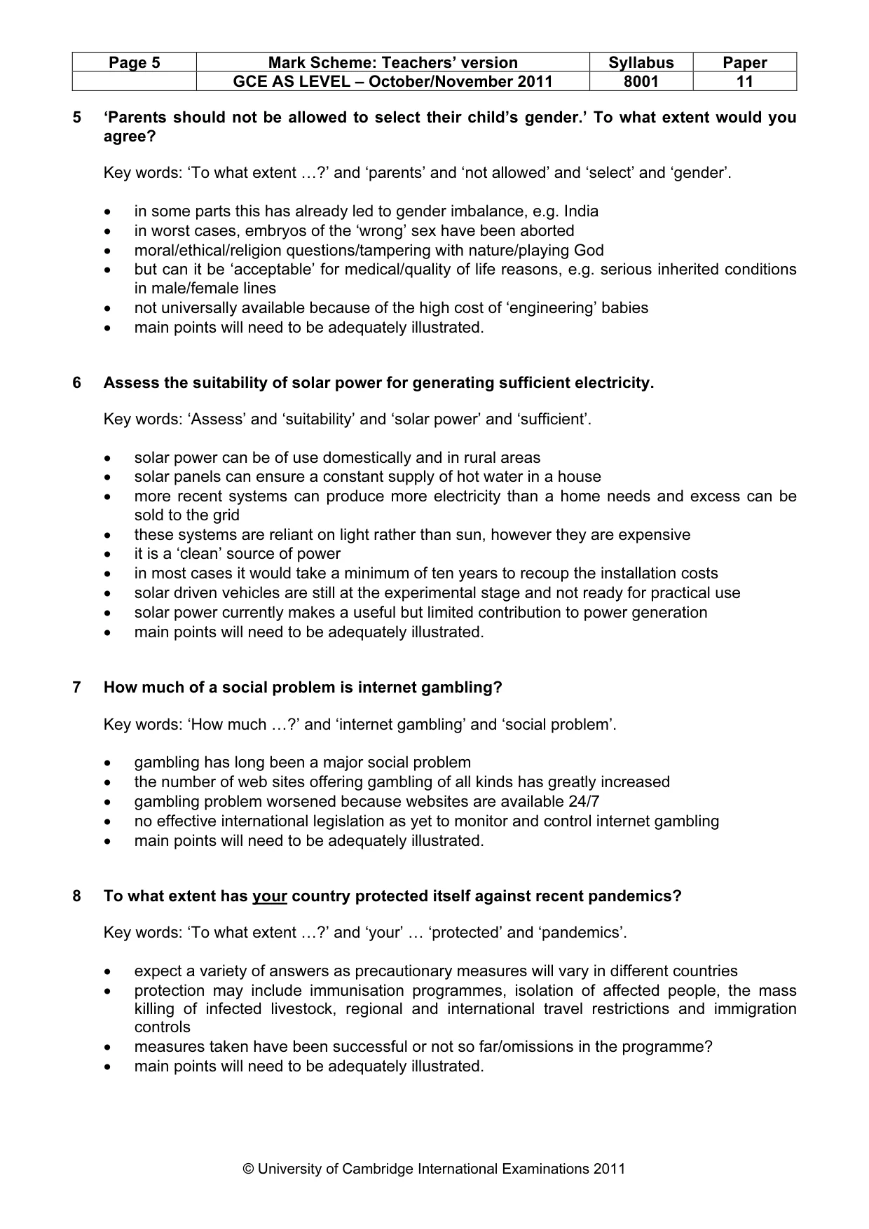 Mark scheme, page 5 of 7