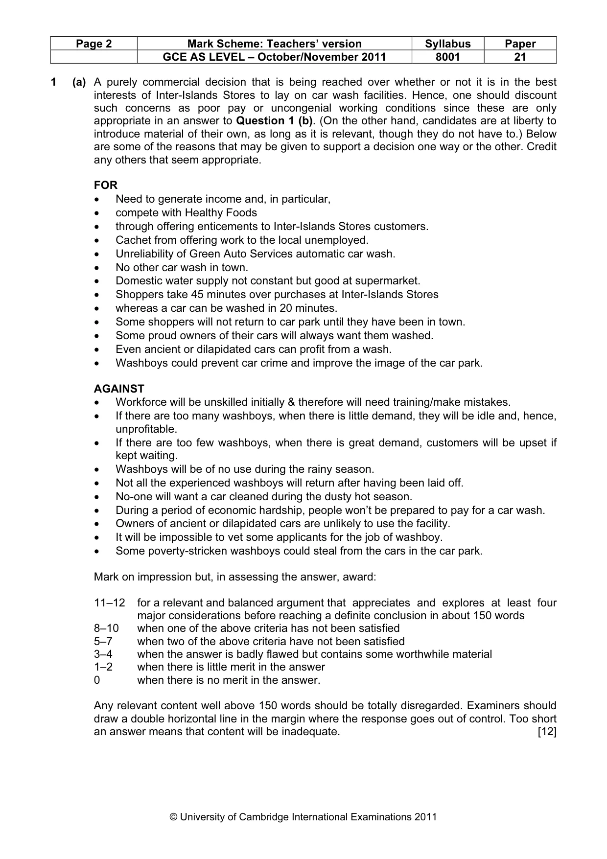 Mark scheme, page 2 of 7