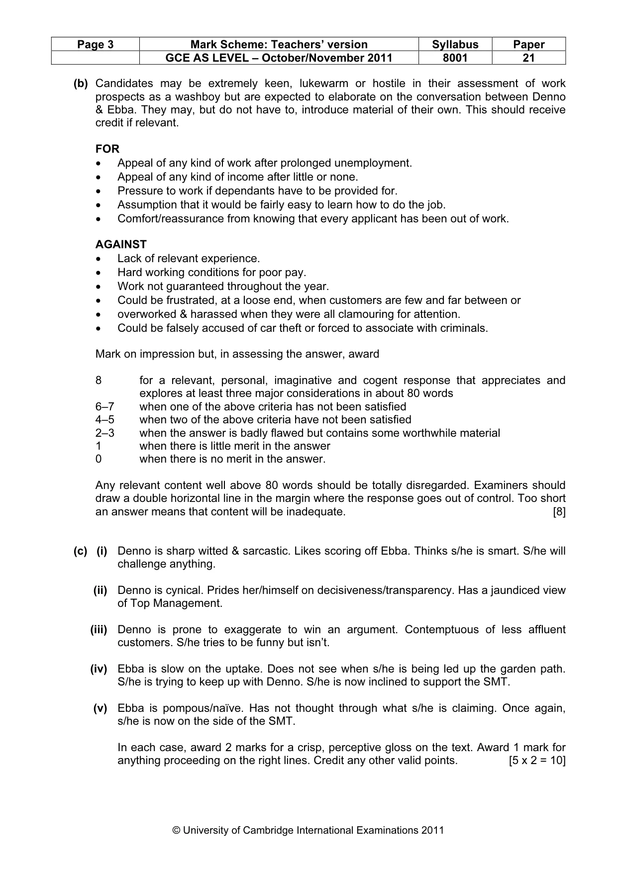 Mark scheme, page 3 of 7