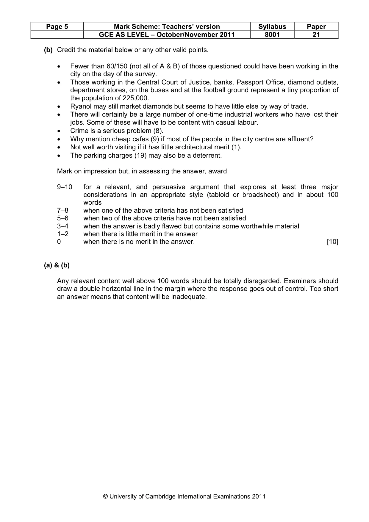 Mark scheme, page 5 of 7