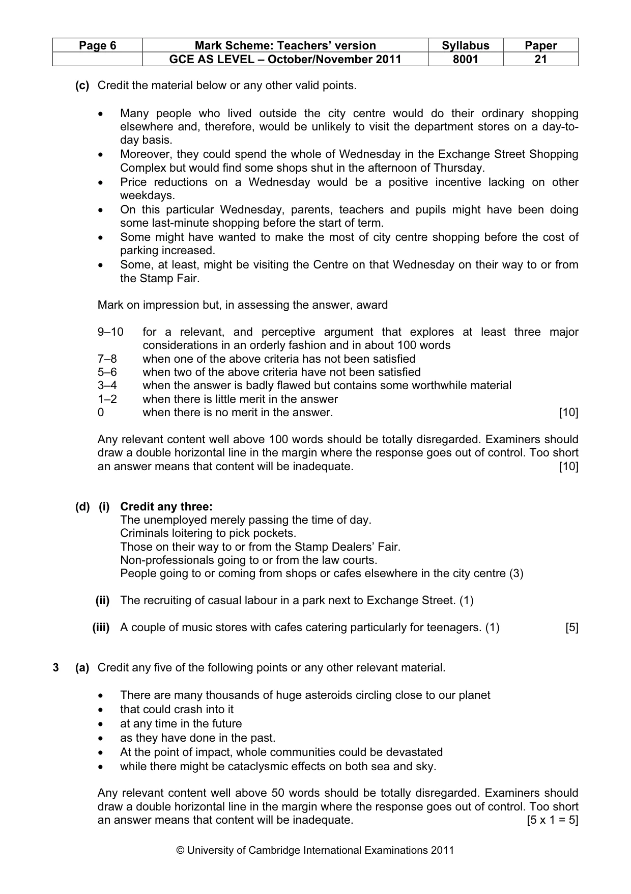 Mark scheme, page 6 of 7