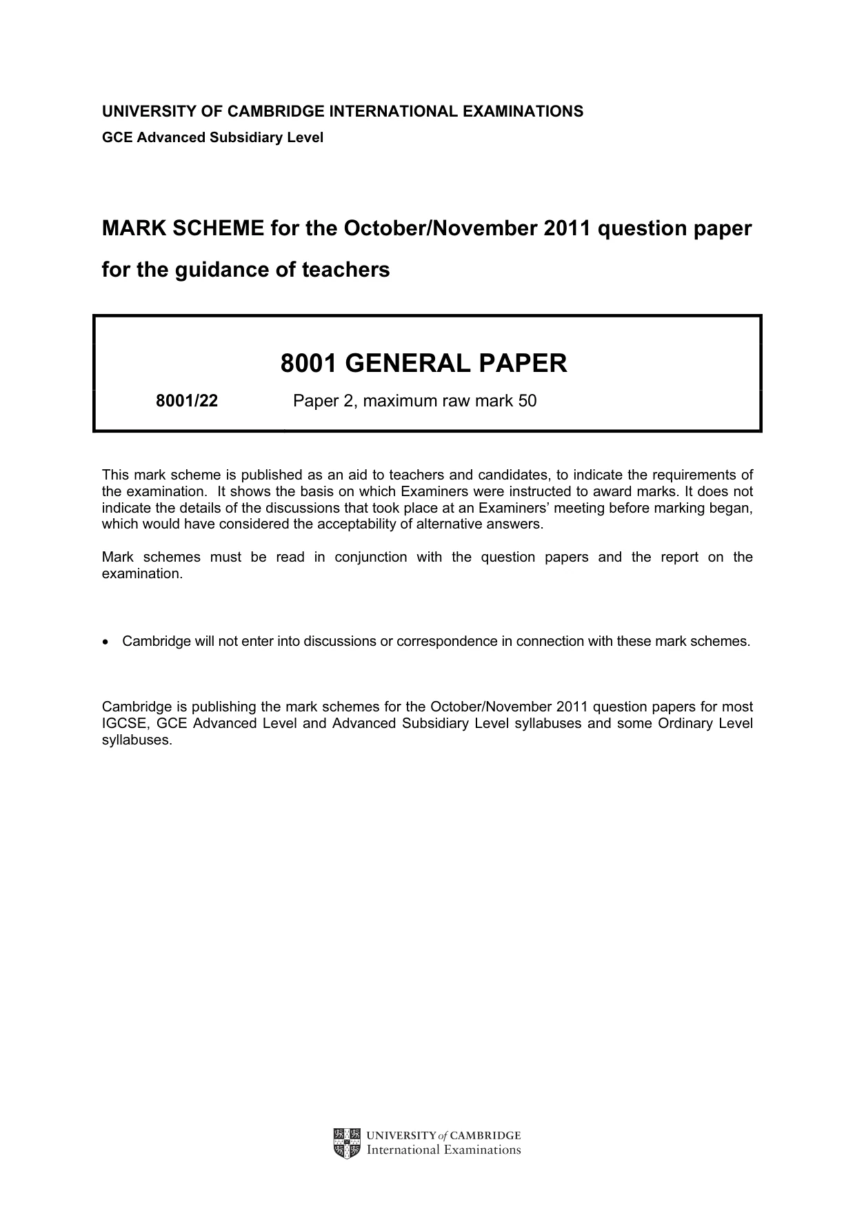 Mark scheme, page 1 of 8
