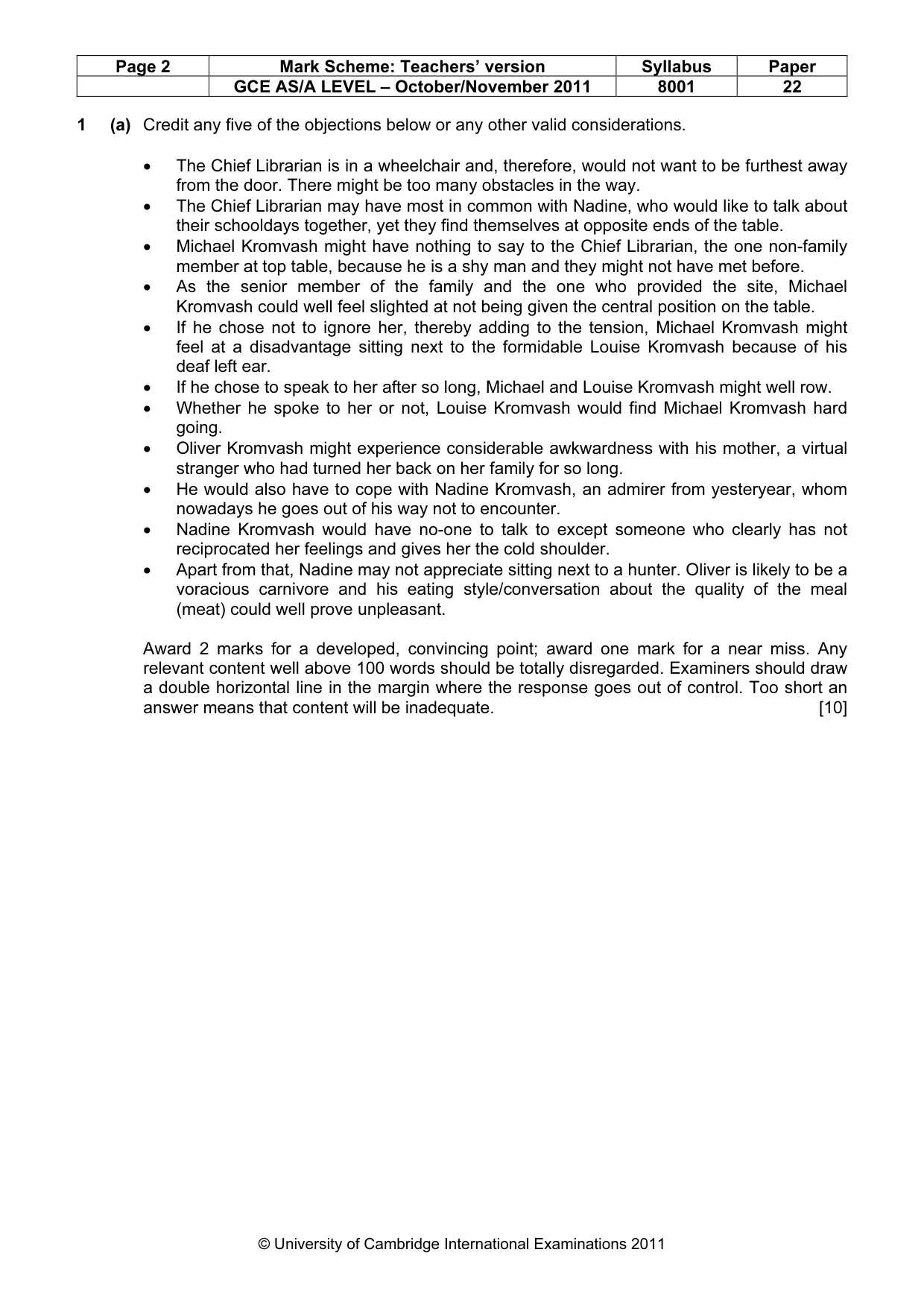 Mark scheme, page 2 of 8