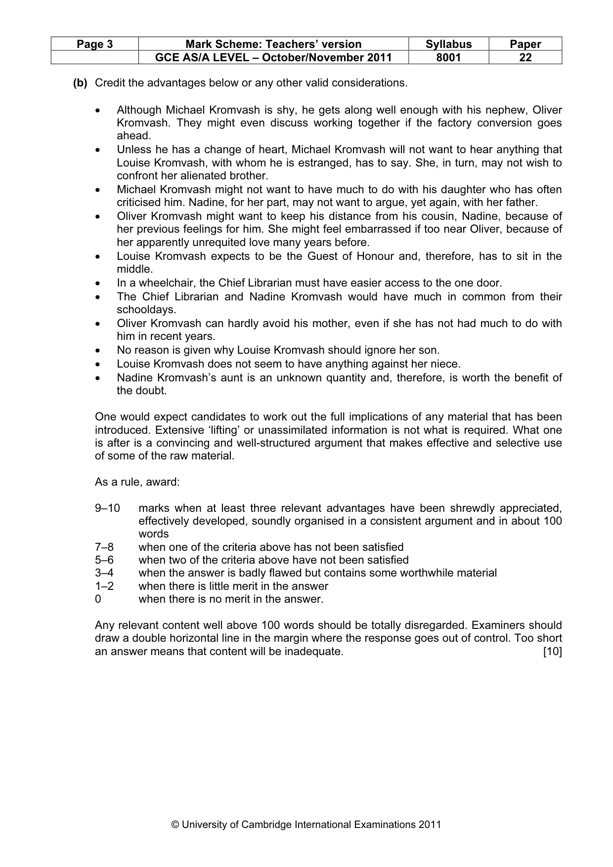 Mark scheme, page 3 of 8