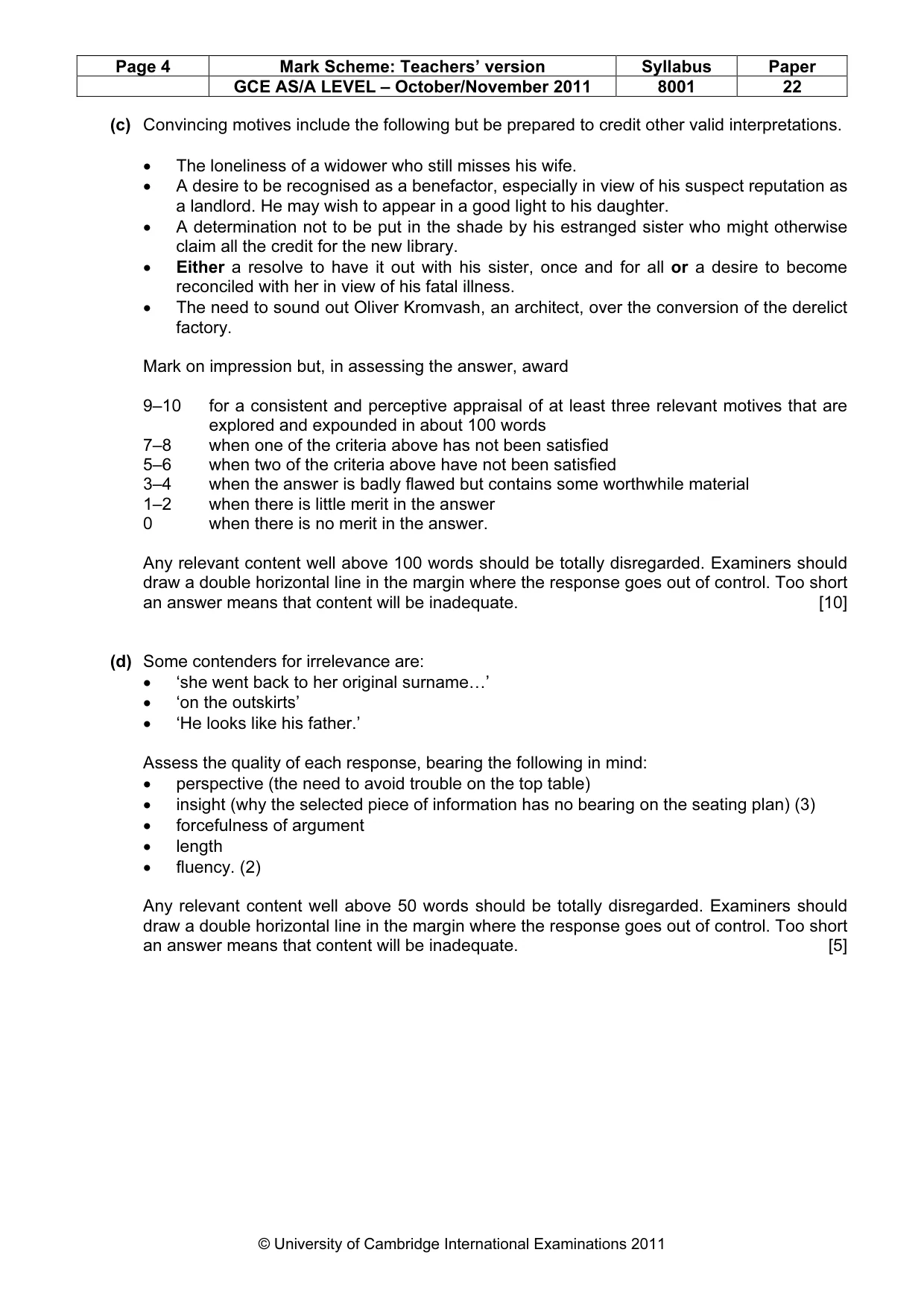 Mark scheme, page 4 of 8