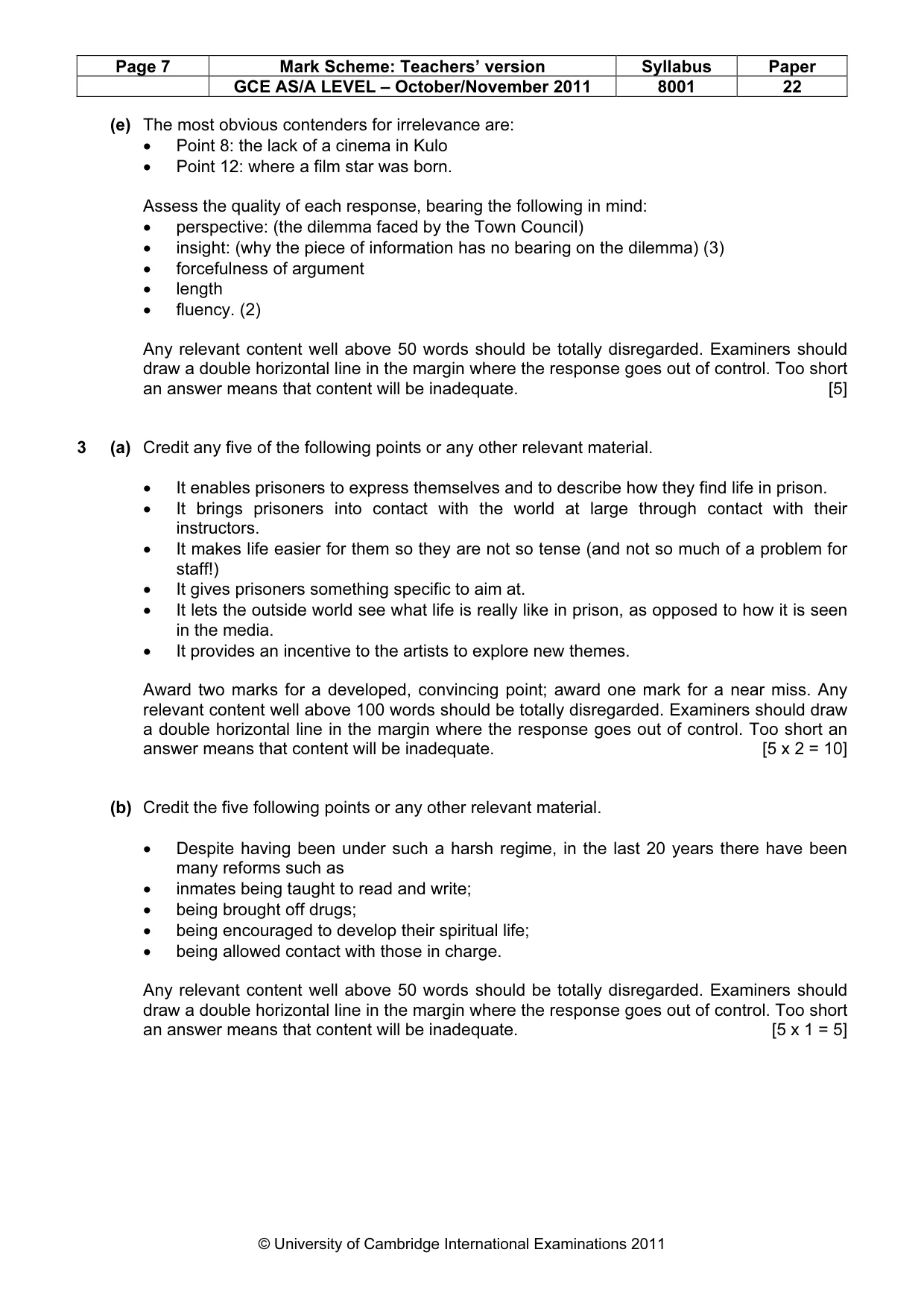 Mark scheme, page 7 of 8