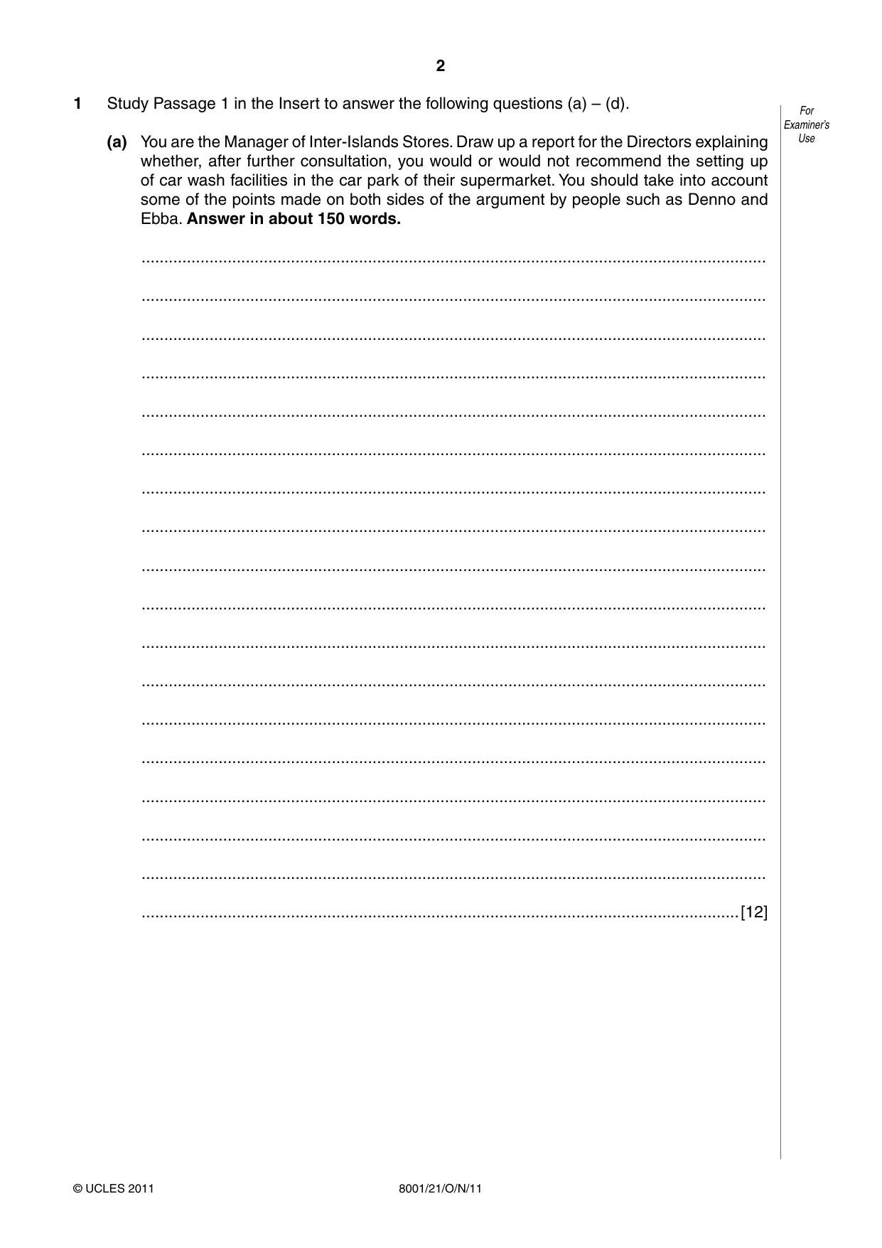 Cambridge A Level General Paper (AS Level only) 8001 2011 Oct/Nov Paper 2 · Variant 1 question paper, page 2 of 12