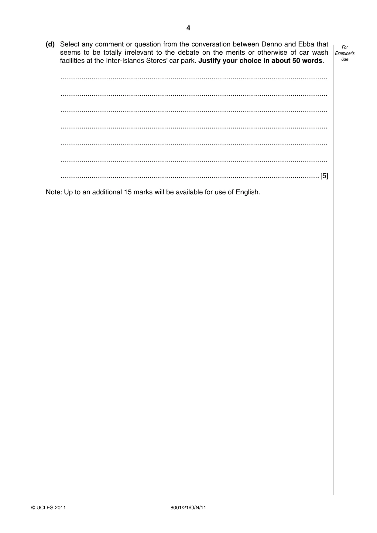 Cambridge A Level General Paper (AS Level only) 8001 2011 Oct/Nov Paper 2 · Variant 1 question paper, page 4 of 12