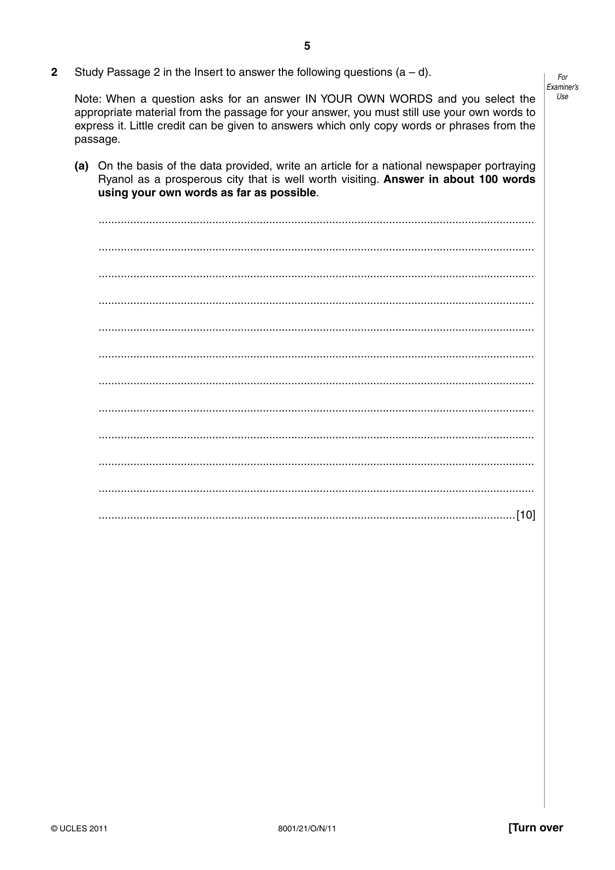 Cambridge A Level General Paper (AS Level only) 8001 2011 Oct/Nov Paper 2 · Variant 1 question paper, page 5 of 12